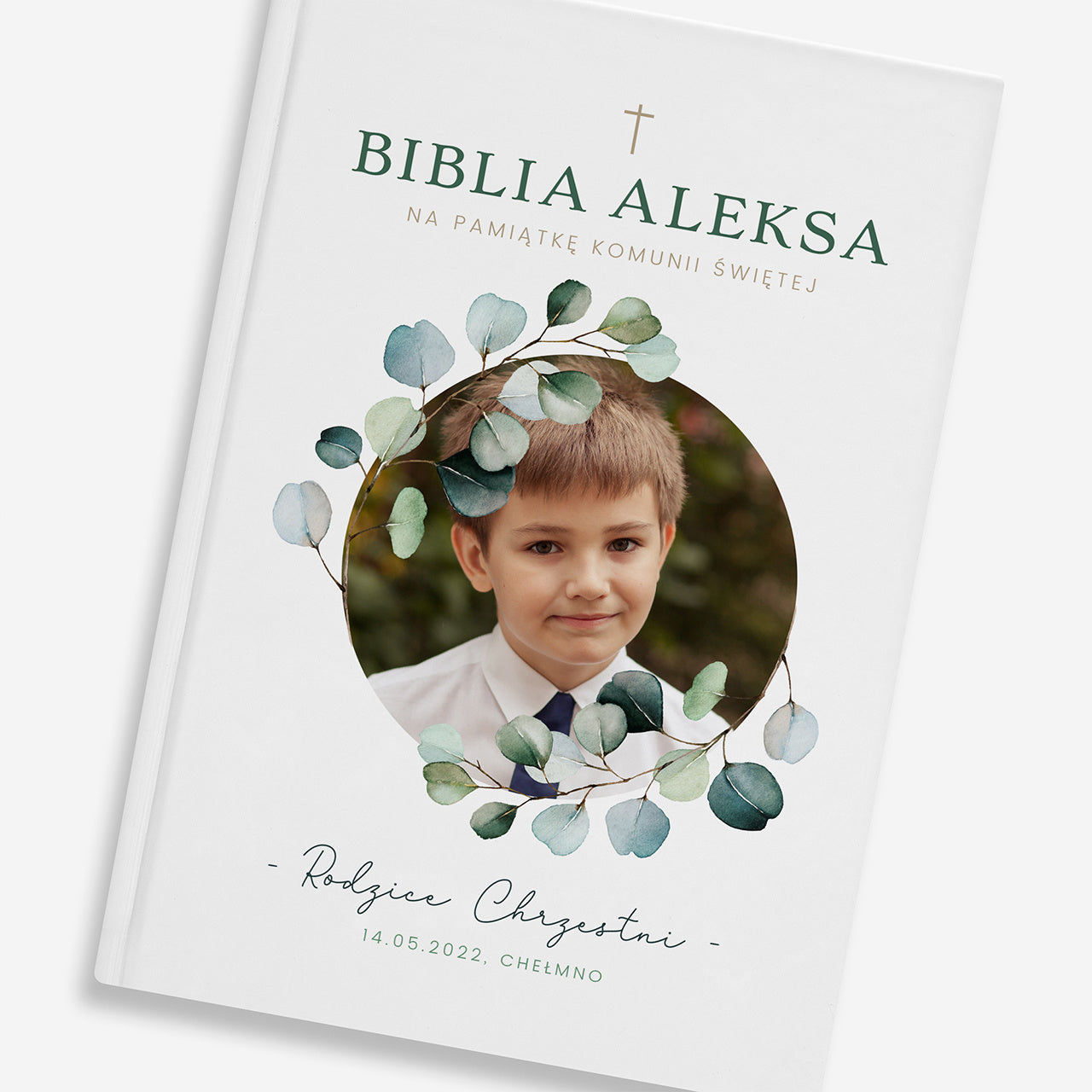 Biblia ze zdjęciem na pamiątkę Komunii Świętej biblia na Komunię dla chłopca prezent na Komunię dla chłopca