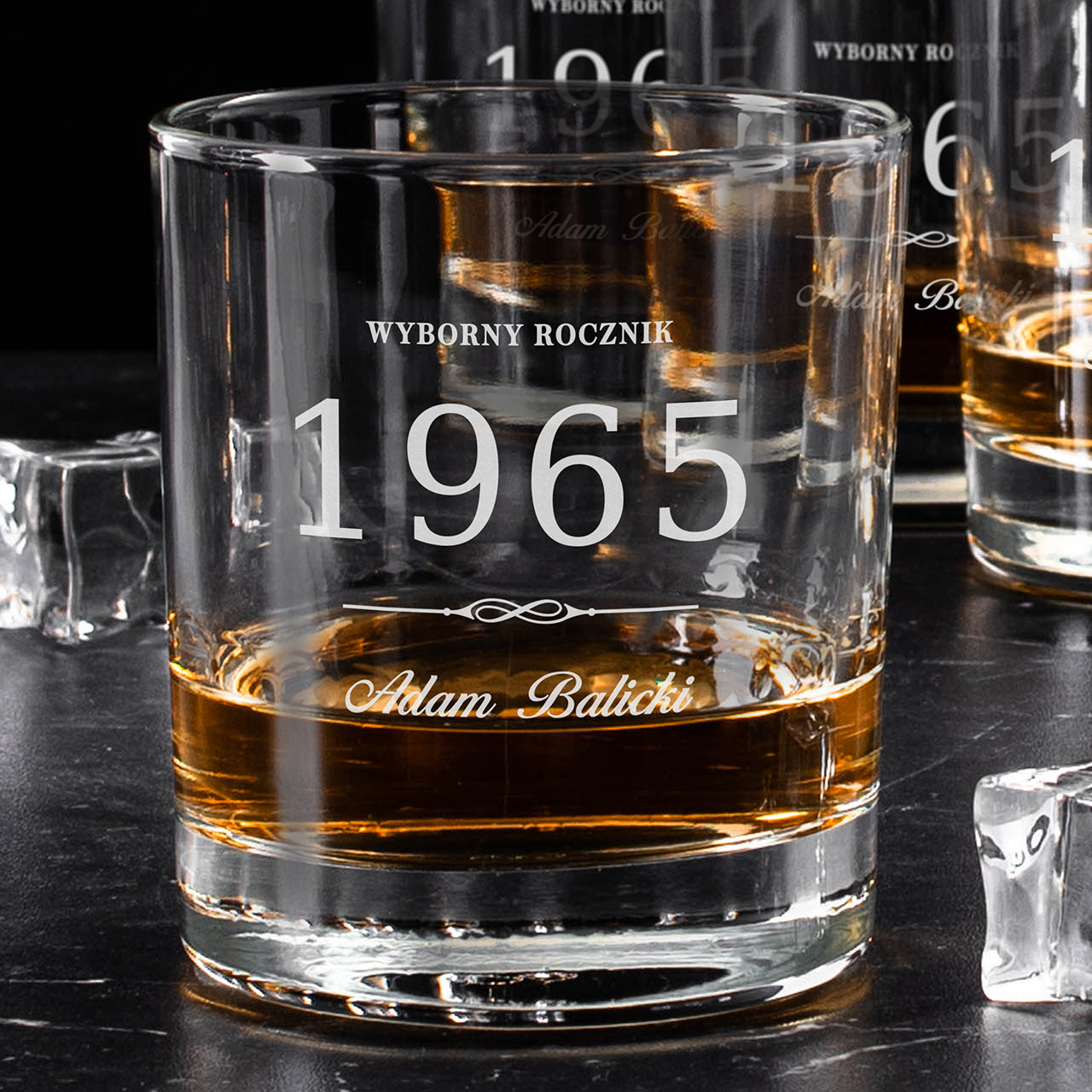 Zestaw szklanek do whisky z grawerem - Wyborny Rocznik - prezent urodzinowy dla niego