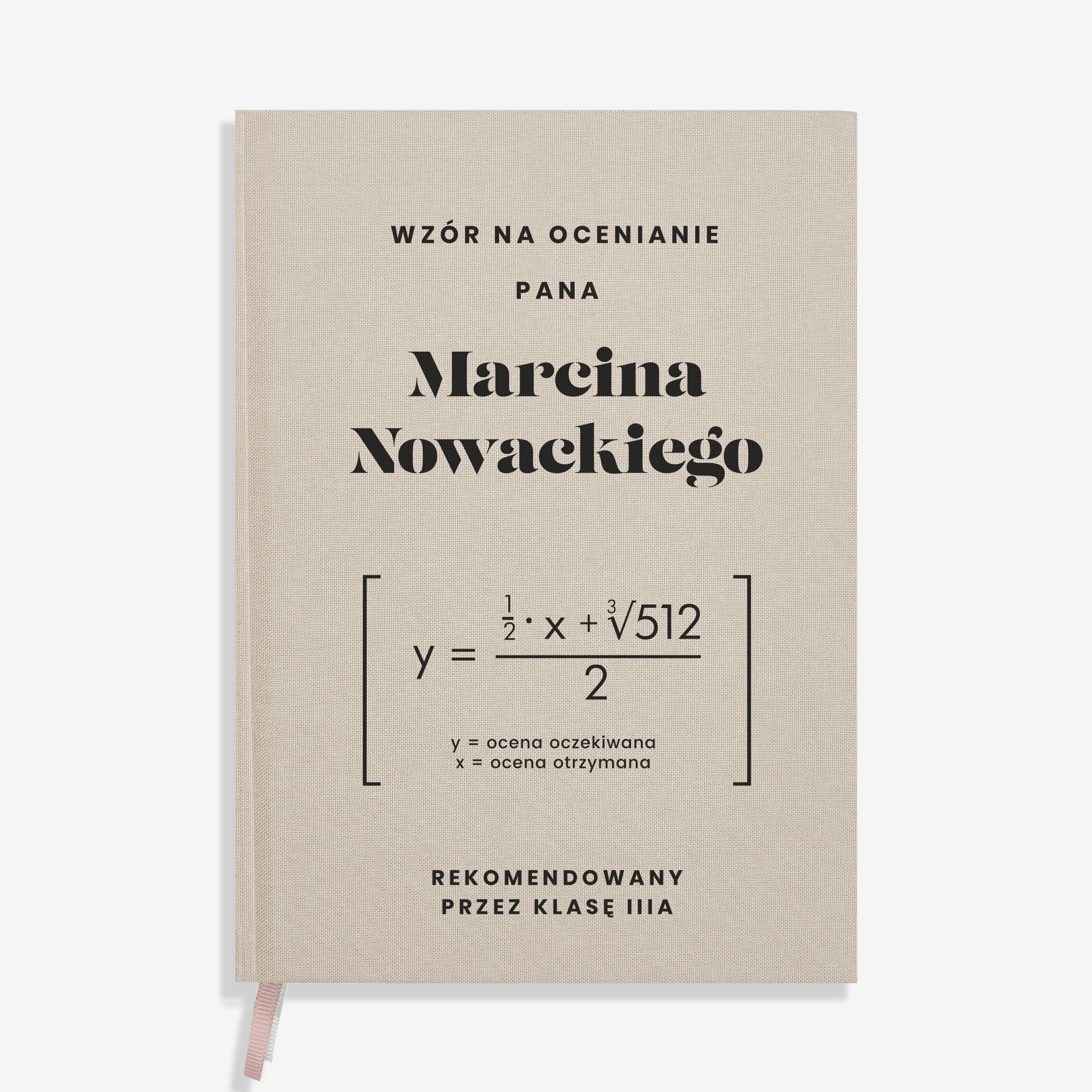 Biały planner na prezent dla nauczyciela matematyki - Wzór na ocenianie