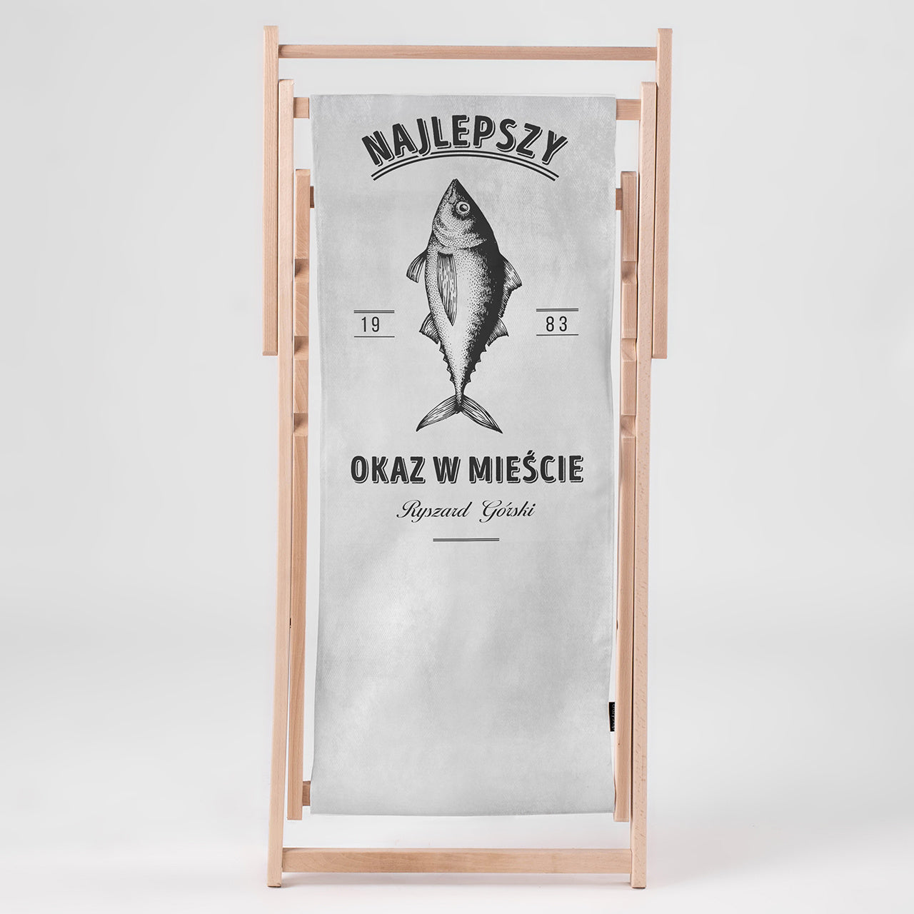 Personalizowany leżak - Najlepszy Okaz - prezent urodzinowy dla wędkarza prezent dla wędkarza leżak z nadrukiem