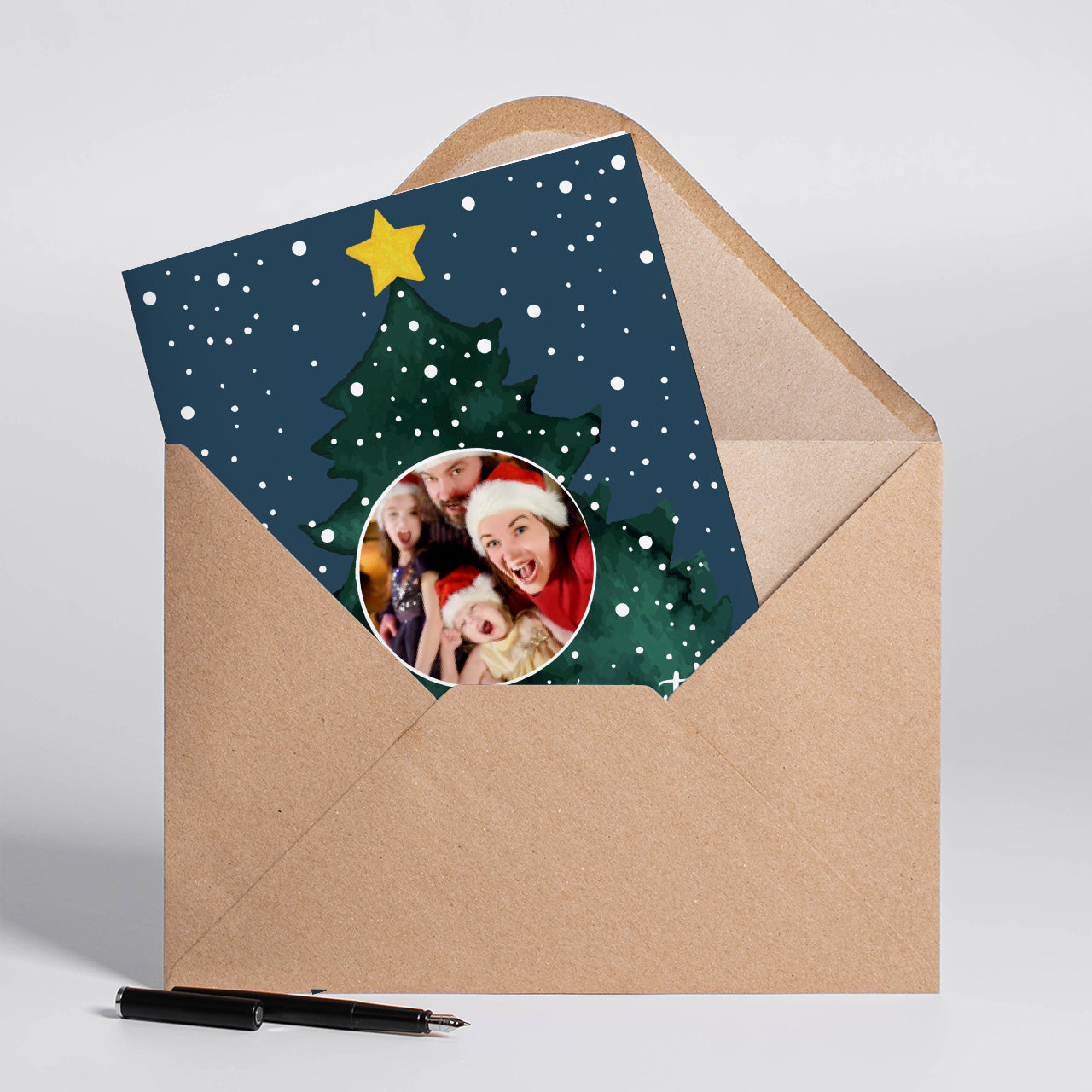  Kartka świąteczna ze zdjęciem A4 - Choinka wyjątkowy rodzinny kartka na święta bożego narodzenia 