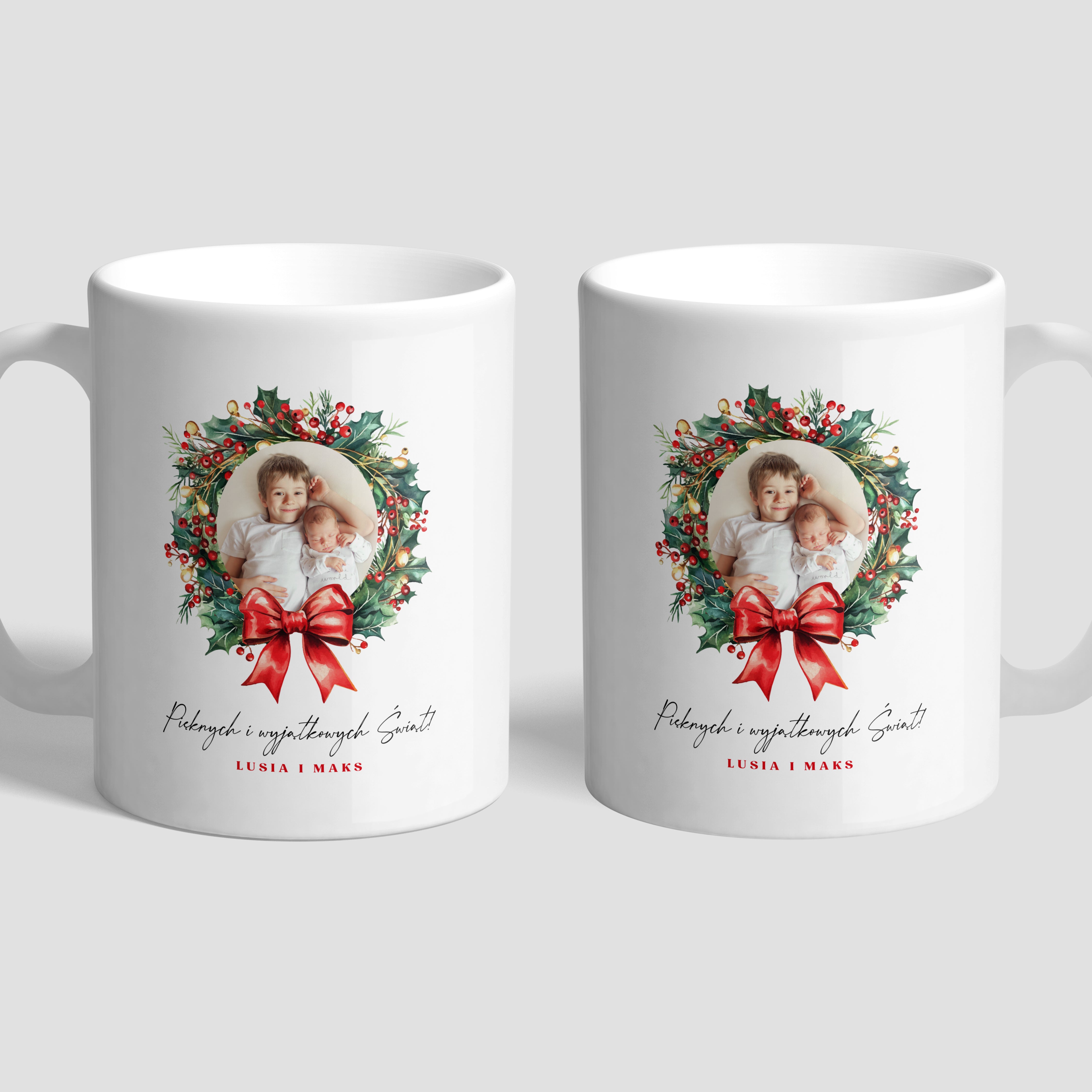 Świąteczny kubek ze zdjęciem - upominek pod choinkę