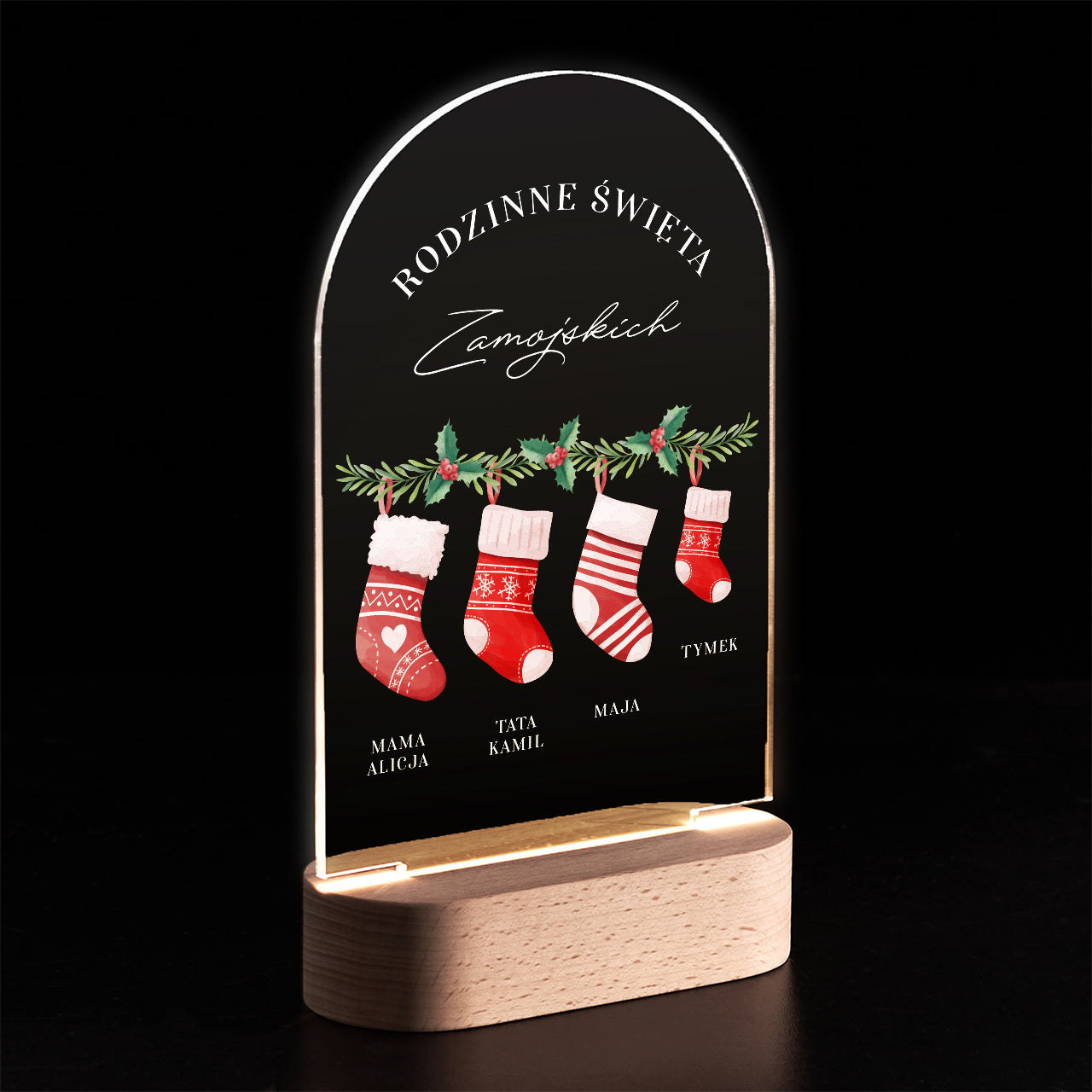 Personalizowana lampka led świąteczna - prezent dla rodziny