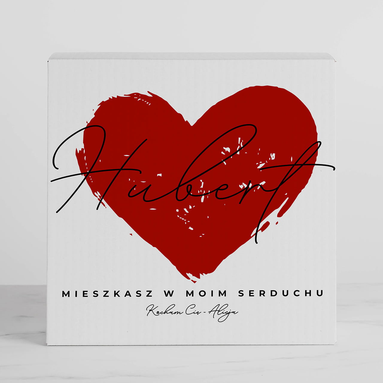 Walentynkowe pudełko personalizowane na prezent - serce