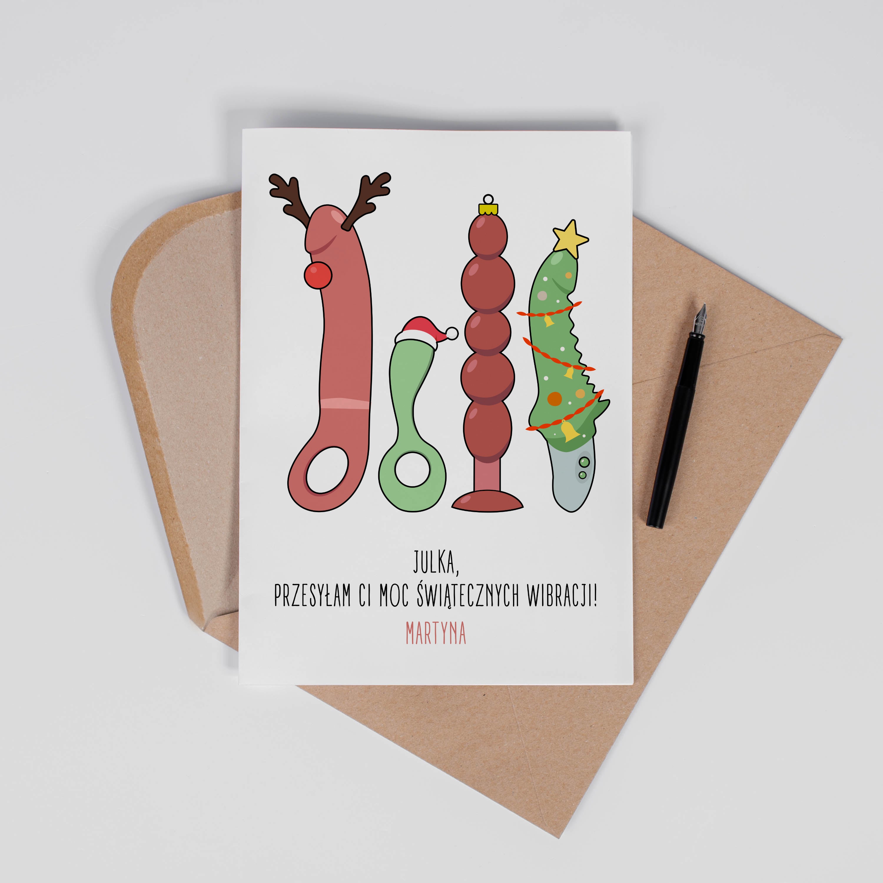 Zabawna kartka świąteczna dla przyjaciółki - Świąteczne Wibracje