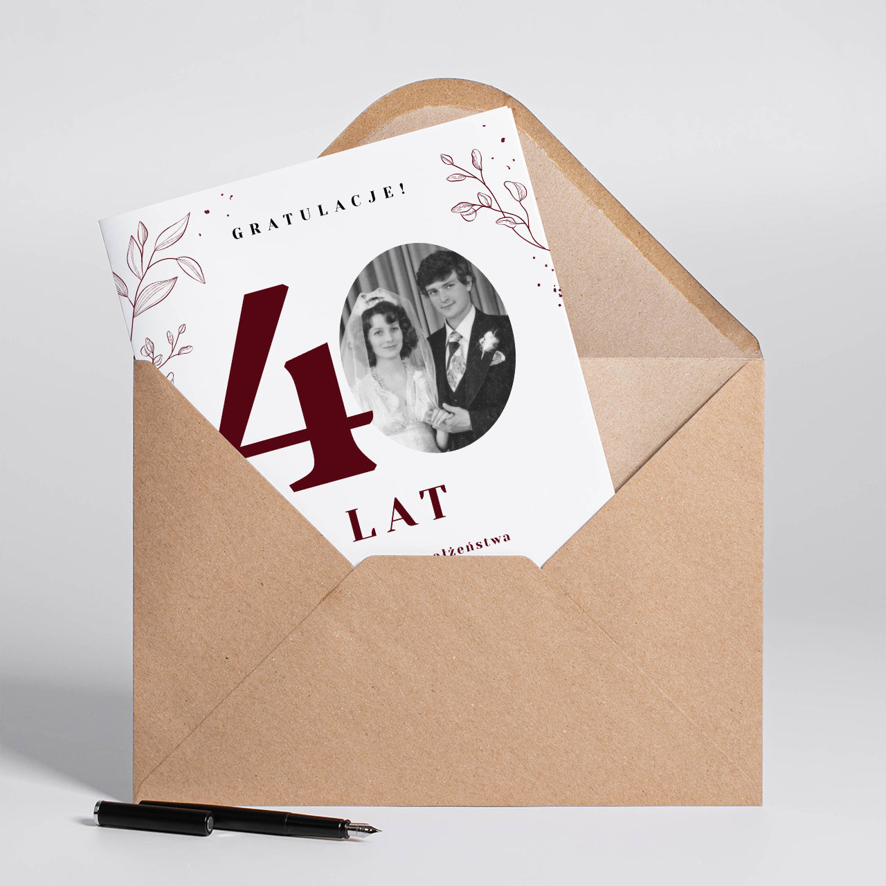 Kartka ze zdjęciem na 40 rocznicę ślubu A4 upominek na rocznicę ślubu kartka personalizowana