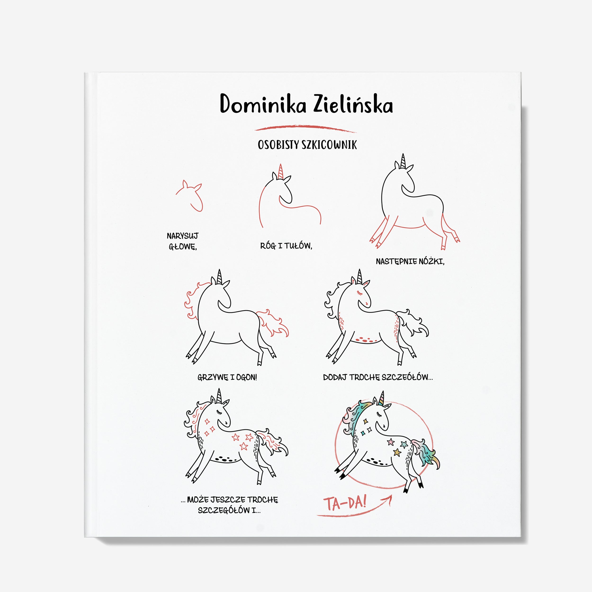 Szkicownik dla dziewczynki - personalizowany jednorożec