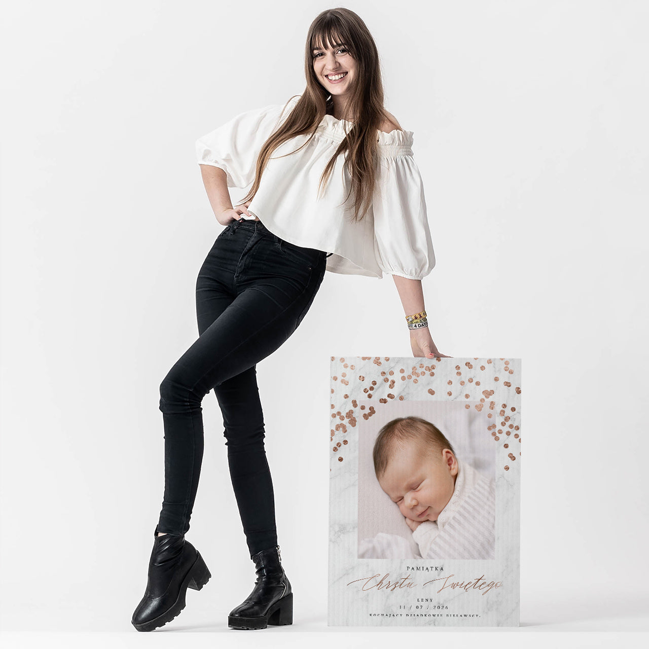 Personalizowana kartka na Chrzest dla dziewczynki pamiątka na chrzest upominek na chrzest