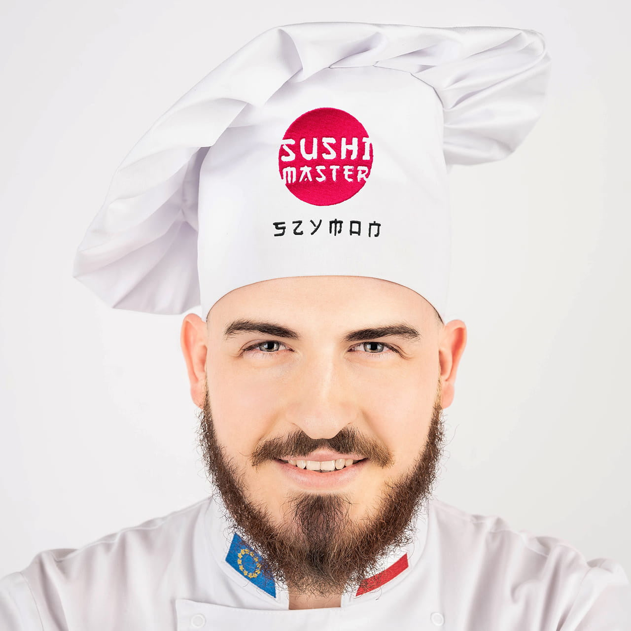 Czapka kucharska dla miłośnika sushi - sushi master personalizowana czapka kucharska prezent dla fana sushi 