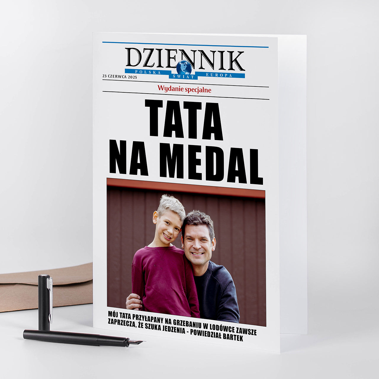 Kartka na Dzień Ojca - tata na medal prezent na Dzień Taty prezent dla taty personalizowana kartka dla Taty