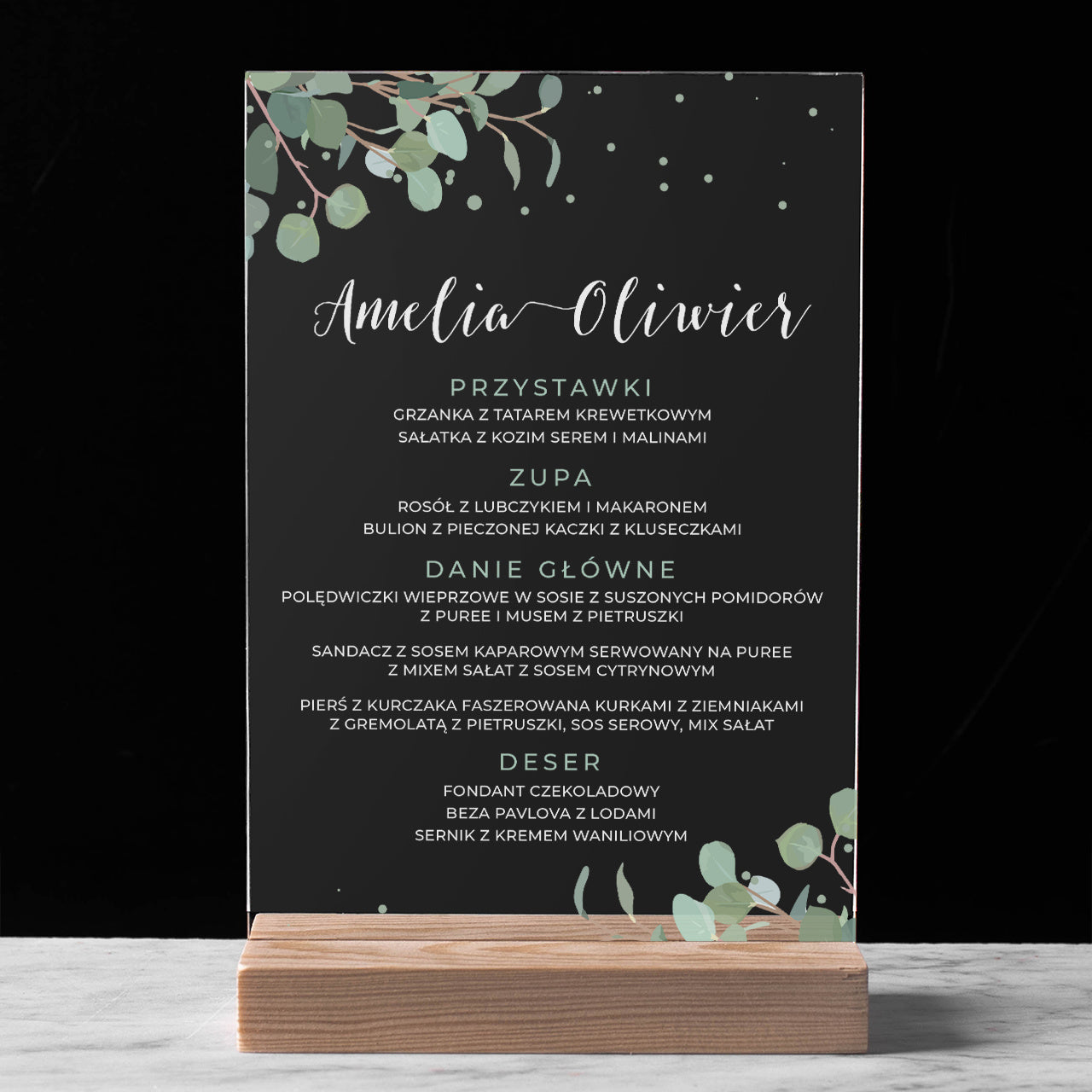 Personalizowane menu weselne