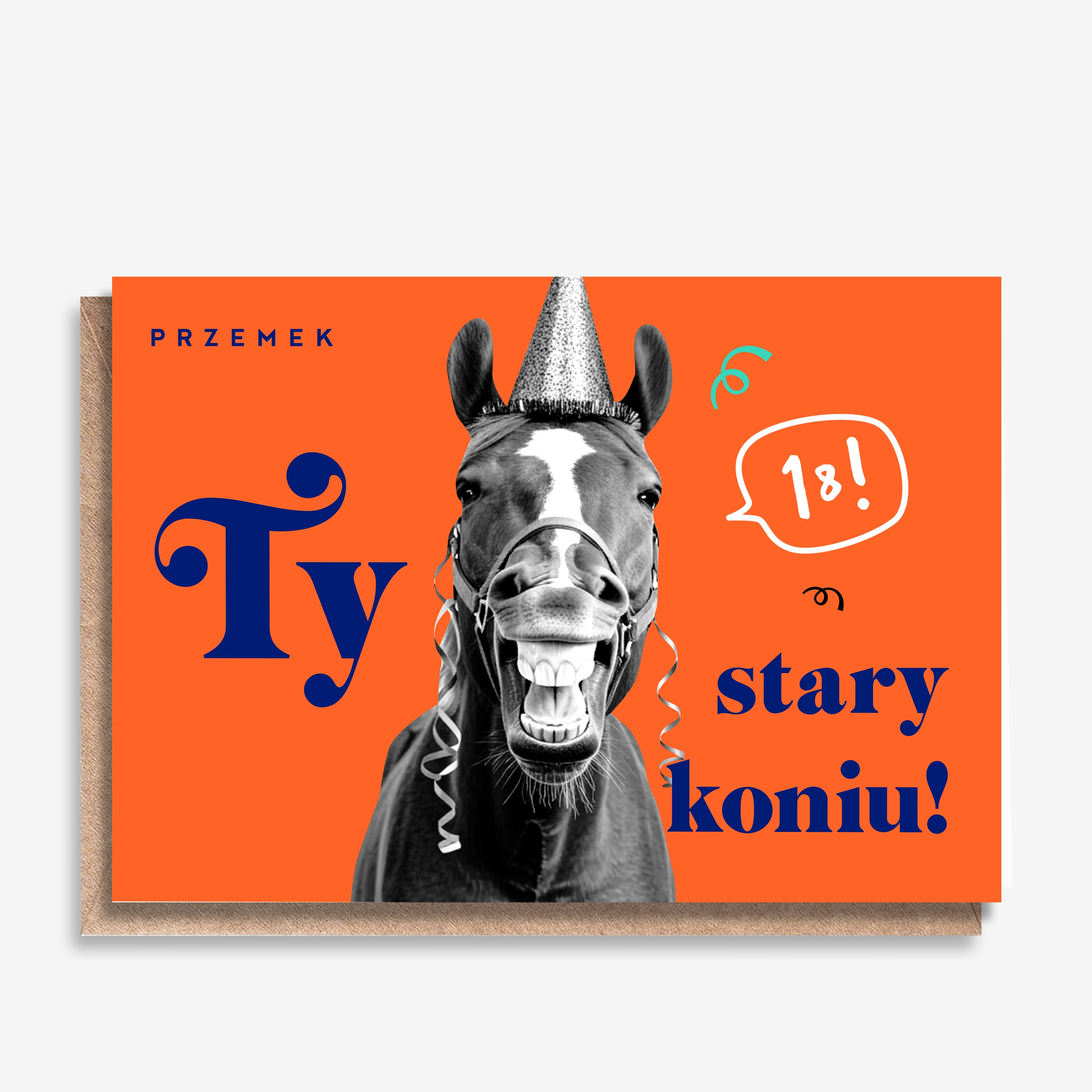 Personalizowana kartka na 18 urodziny - stary koń prezent na 18 urodziny kartka śmieszna