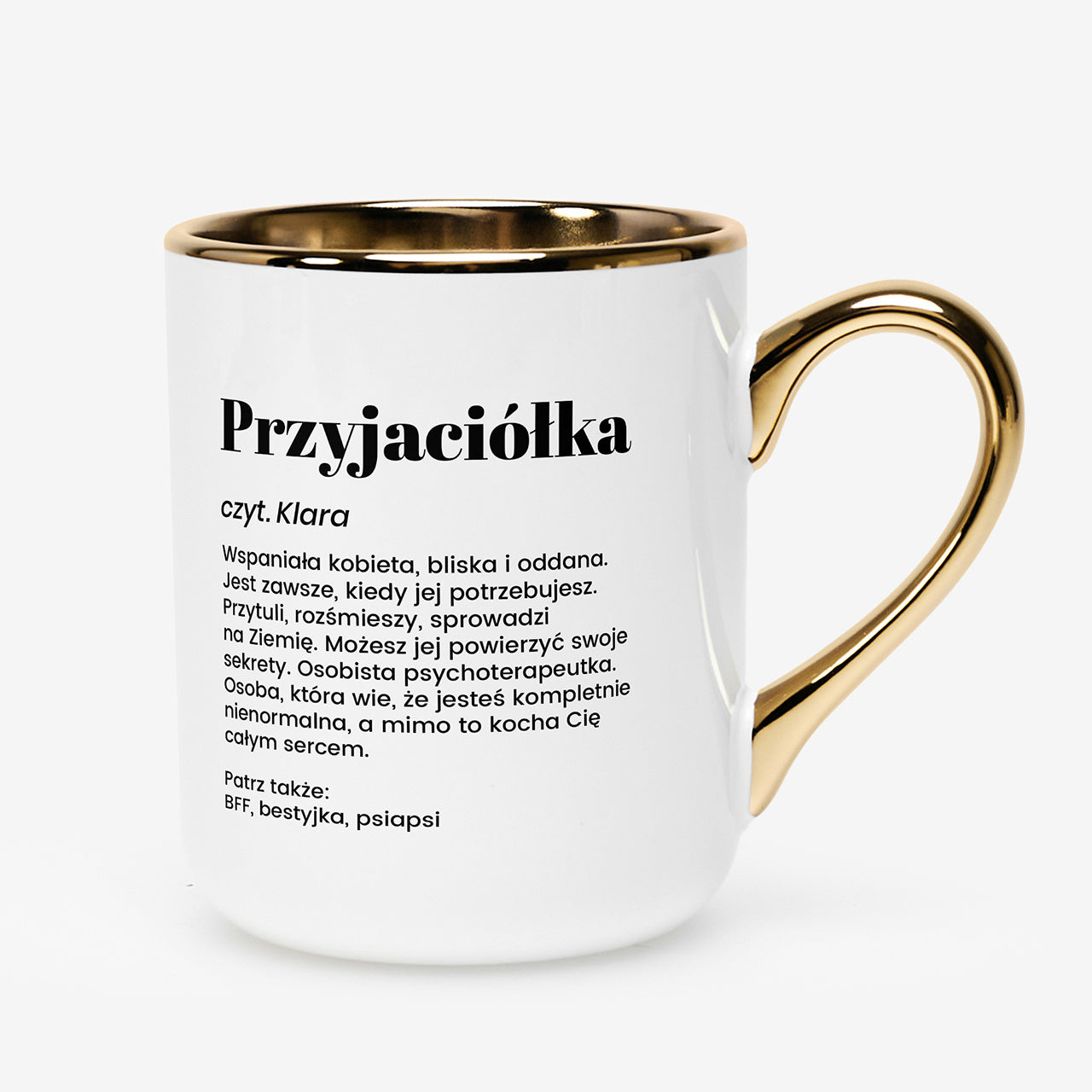 Kubek ze złotym rantem dla przyjaciółki 