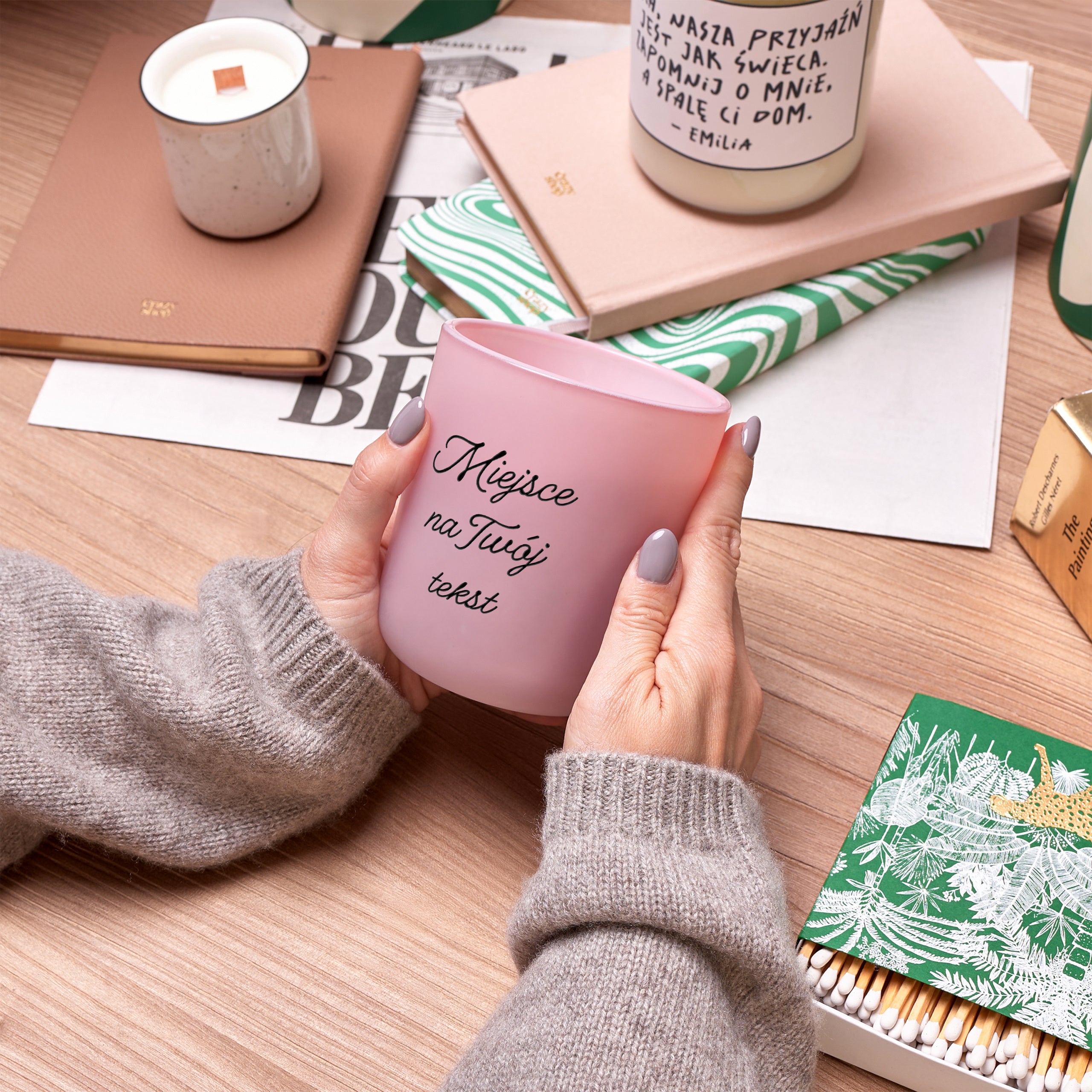 Zapachowa świeca sojowa z własnym tekstem świece zapachowe na prezent prezent dla niej