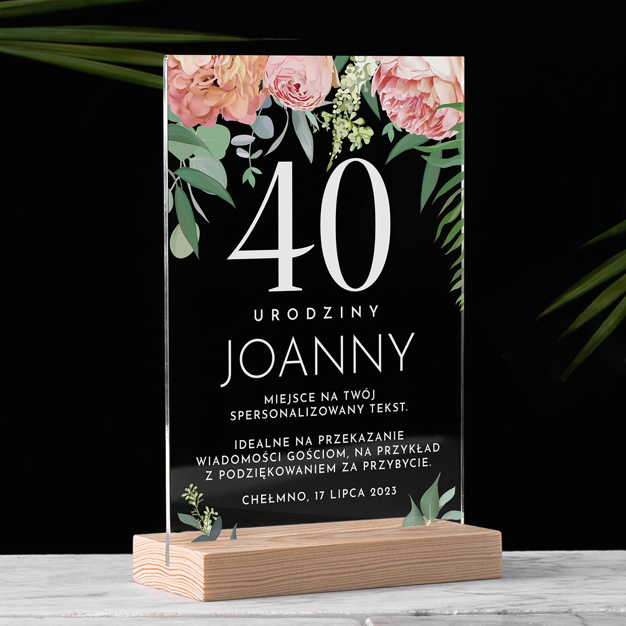 Personalizowana dekoracja stołu na 40 urodziny - statuetka