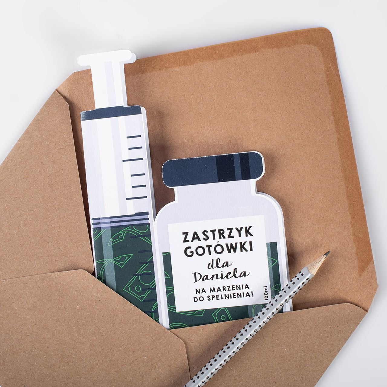 Personalizowana śmieszna kartka urodzinowa z imieniem - zastrzyk gotówki