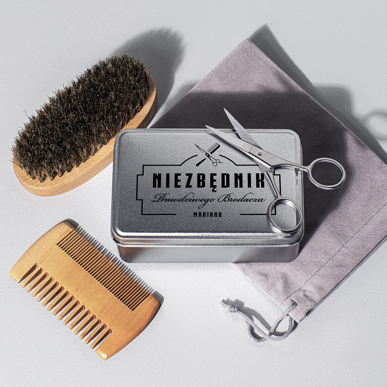 Zestaw do pielęgnacji brody na prezent - Niezbędnik Brodacza prezent dla mężczyzny akcesoria do brody