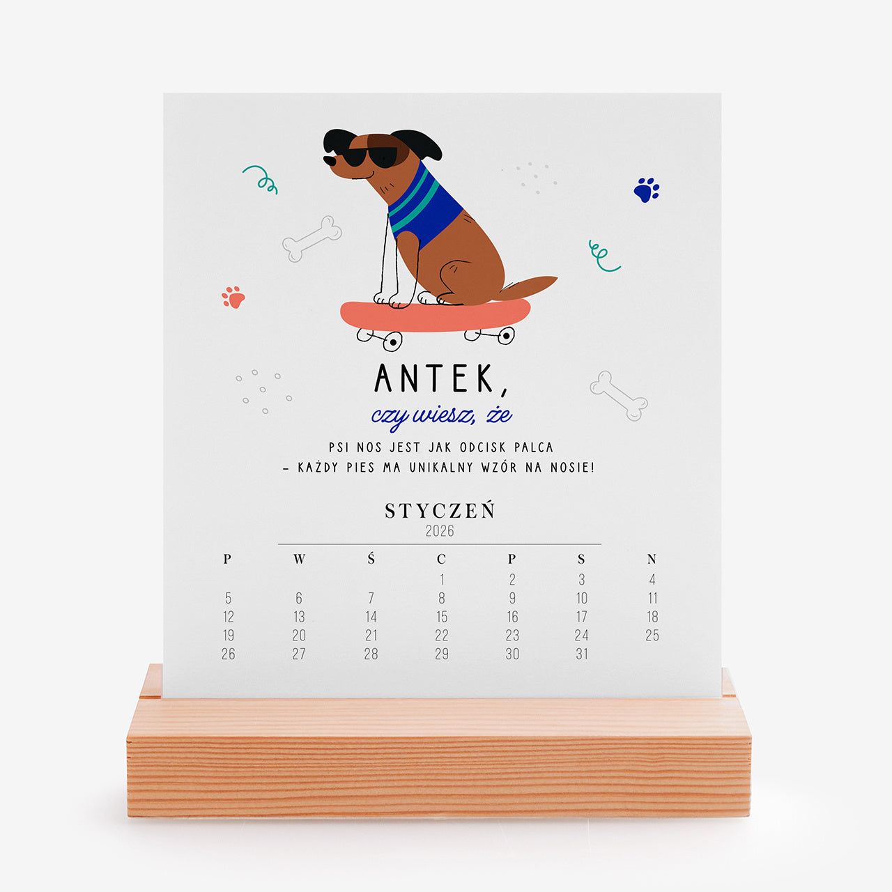 Kalendarz biurkowy dla dzieci - pieski upominek dla dziecka kalendarz z pieskami prezent dla dziecka