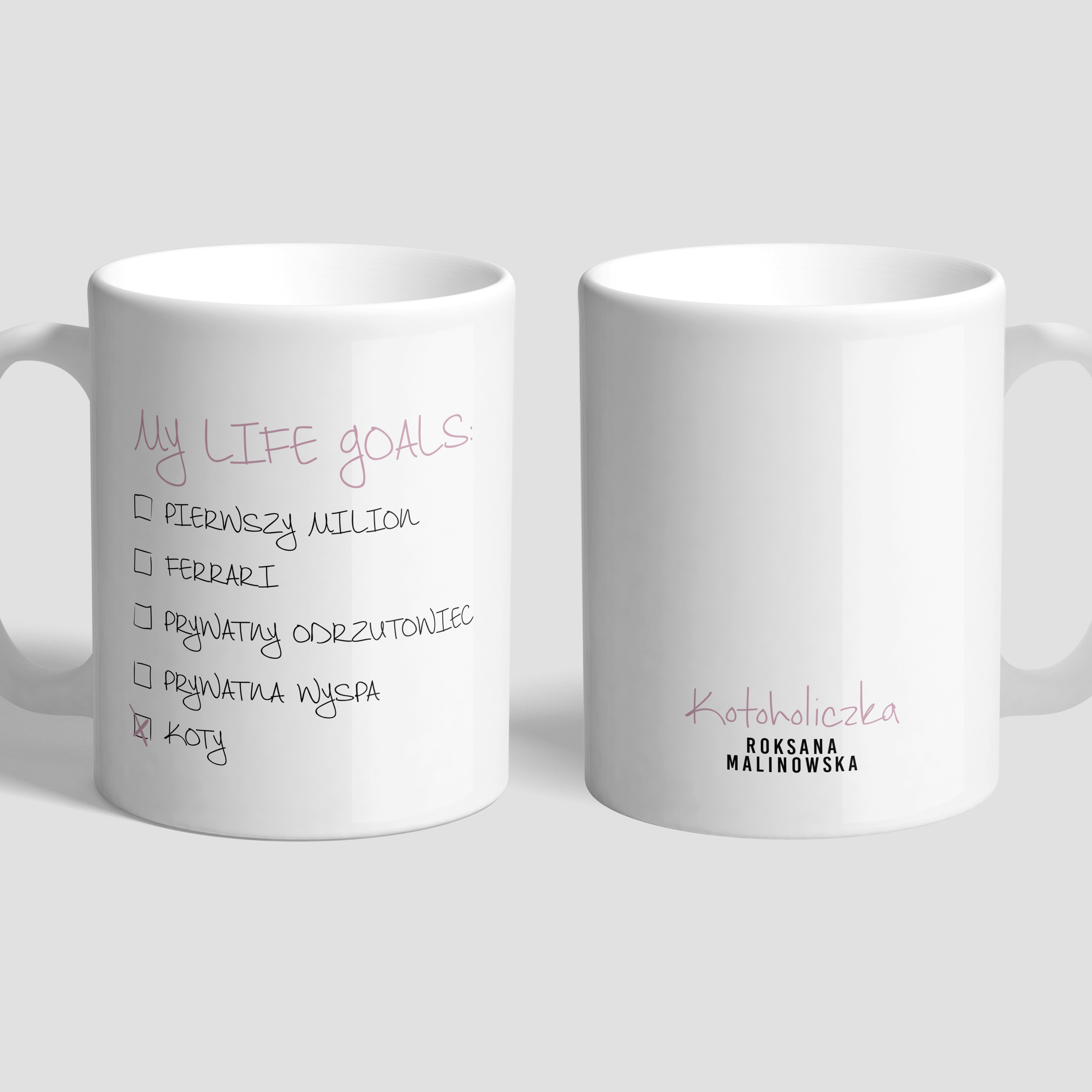 Kubek z dedykacją - Kotoholiczka - prezent dla miłośniczki kotów personalizowany kubek prezent dla kociary