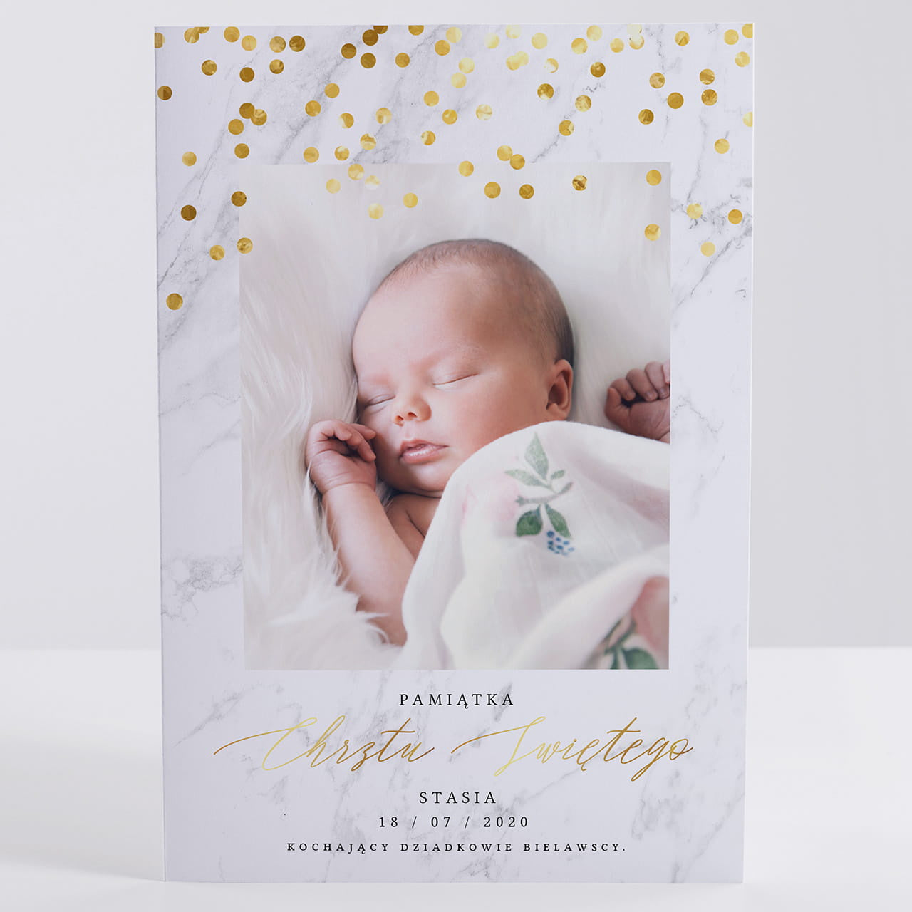 Kartka na chrzest od dziadków - pamiątka chrztu świętego kartka personalizowana na Chrzest