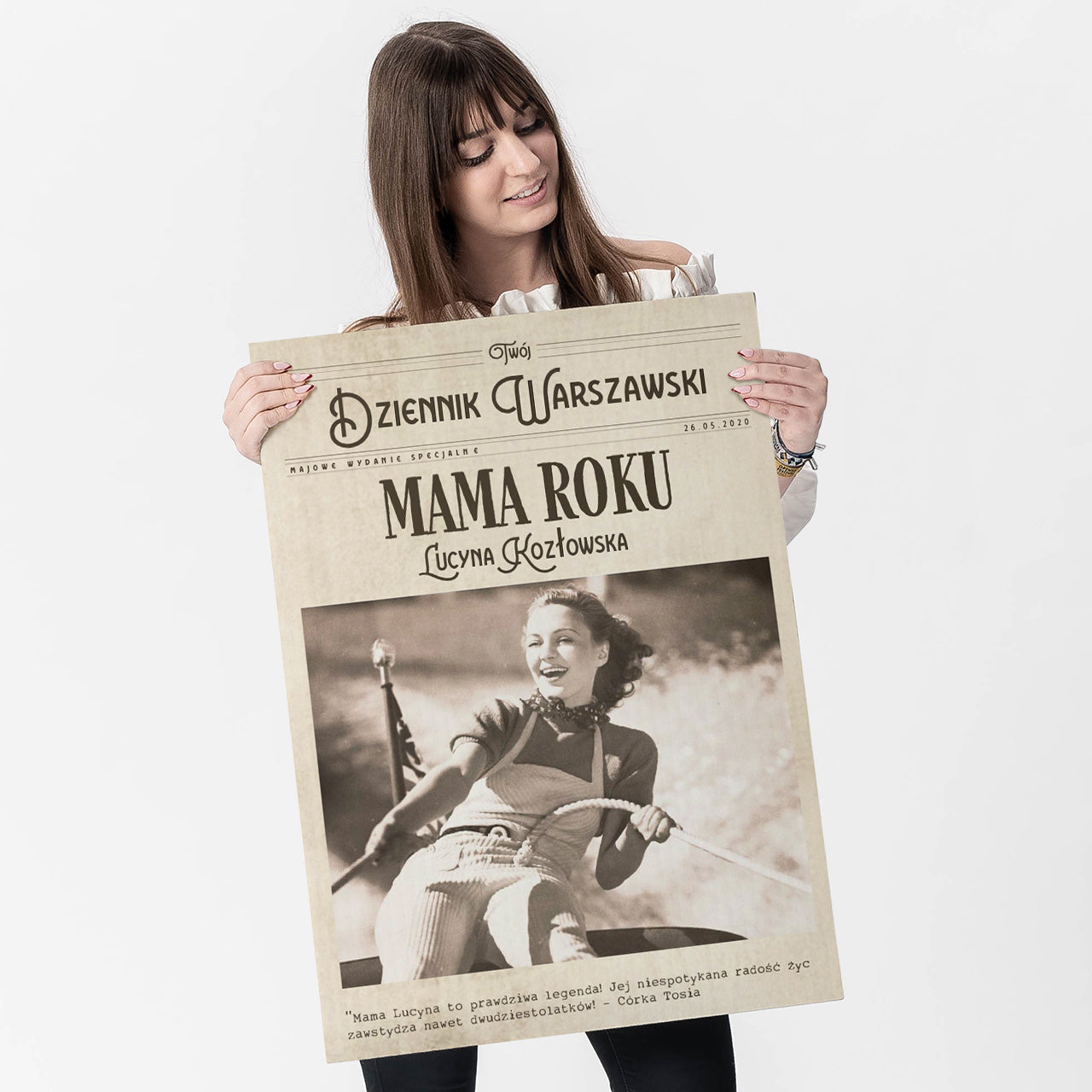 Wielka kartka ze zdjęciem PREZENT NA DZIEŃ MAMY
