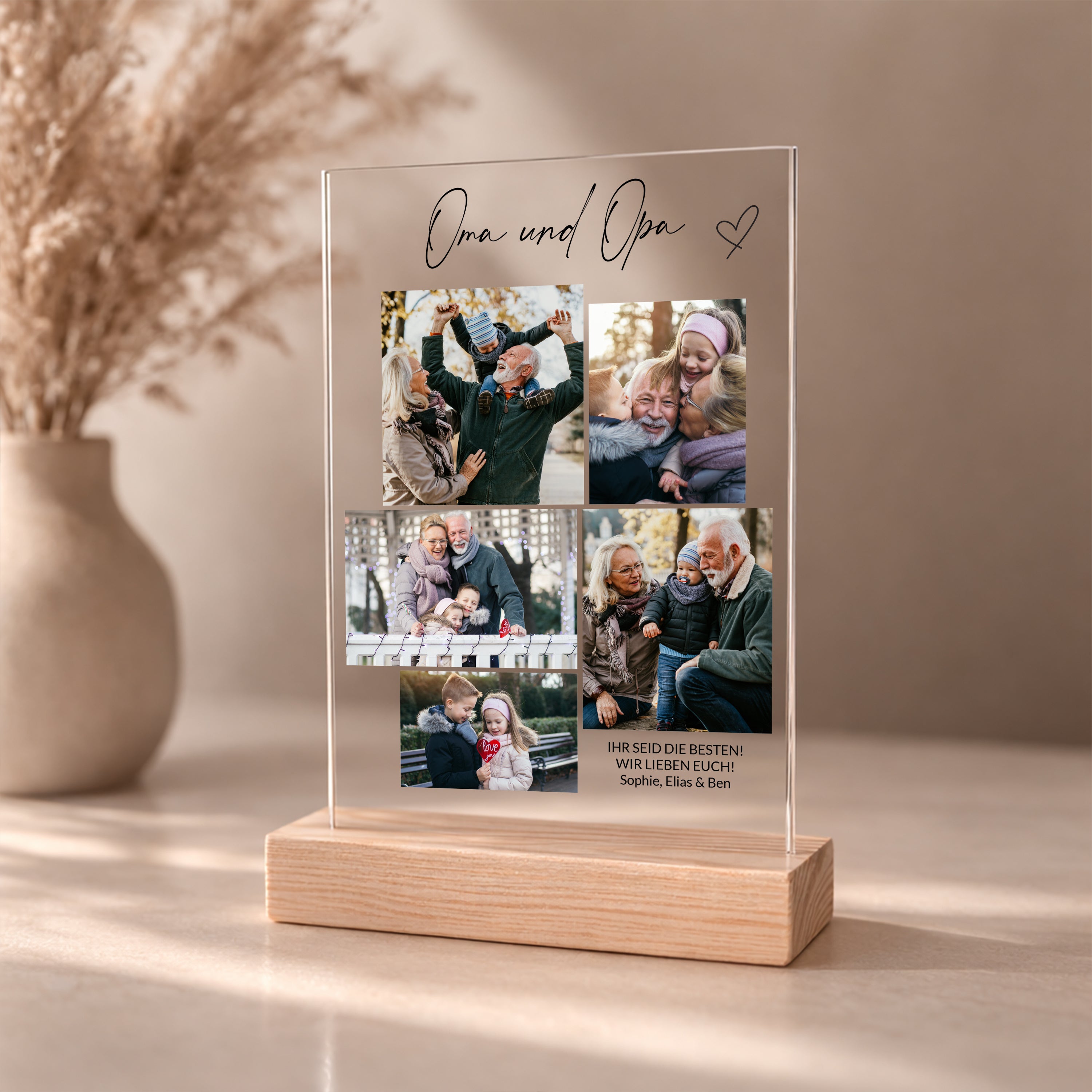 Personalisierte Statue ZUM OMA UND OPATAG mit Fotos
