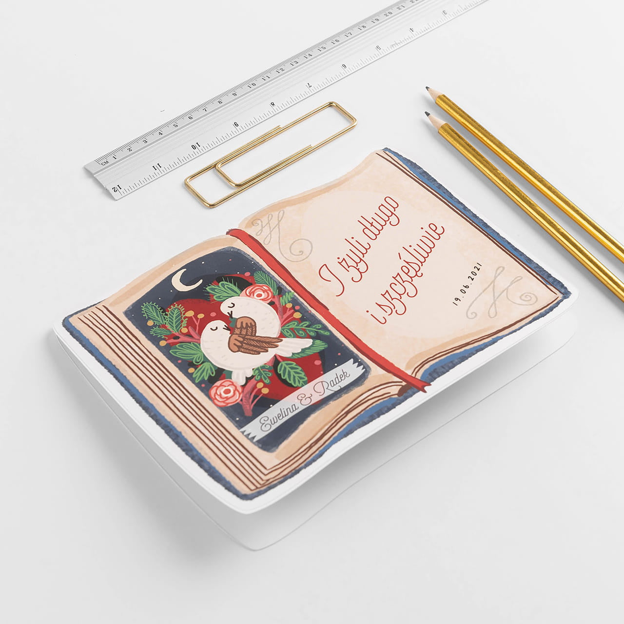Personalizowana kartka na ślub cywilny - Żyli długo i szczęśliwie kartka personalizowana upominek na ślub cywilny