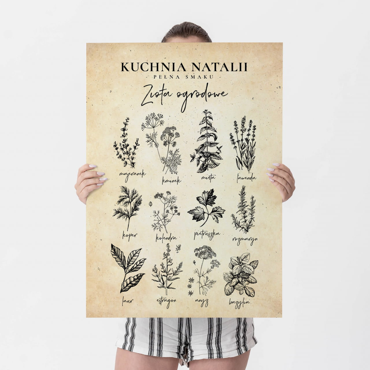 Duży plakat personalizowany Zioła - upominek dla kucharza