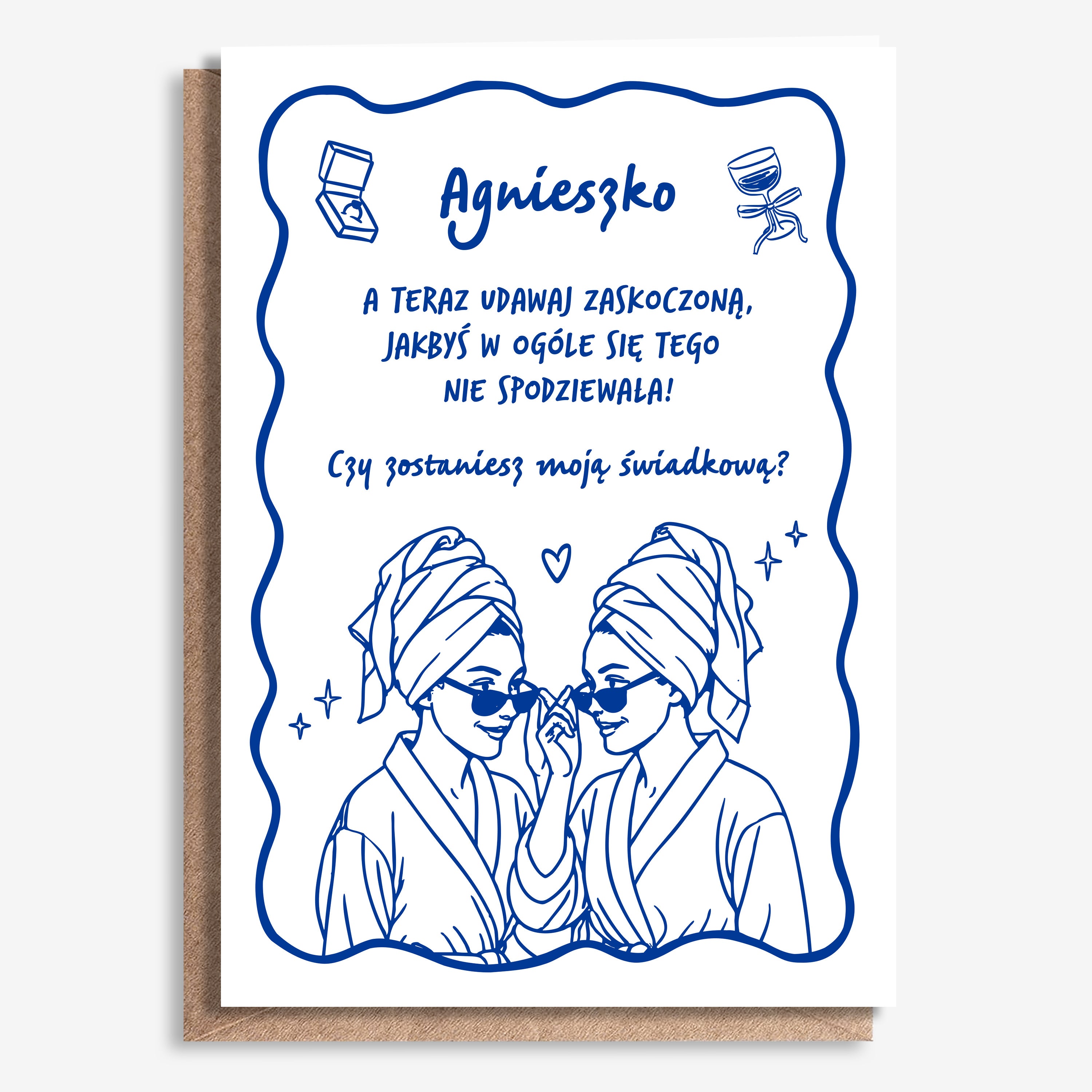 Kartka dla świadkowej - prośba o świadkowanie kartka personalizowana zapytanie o świadkowanie