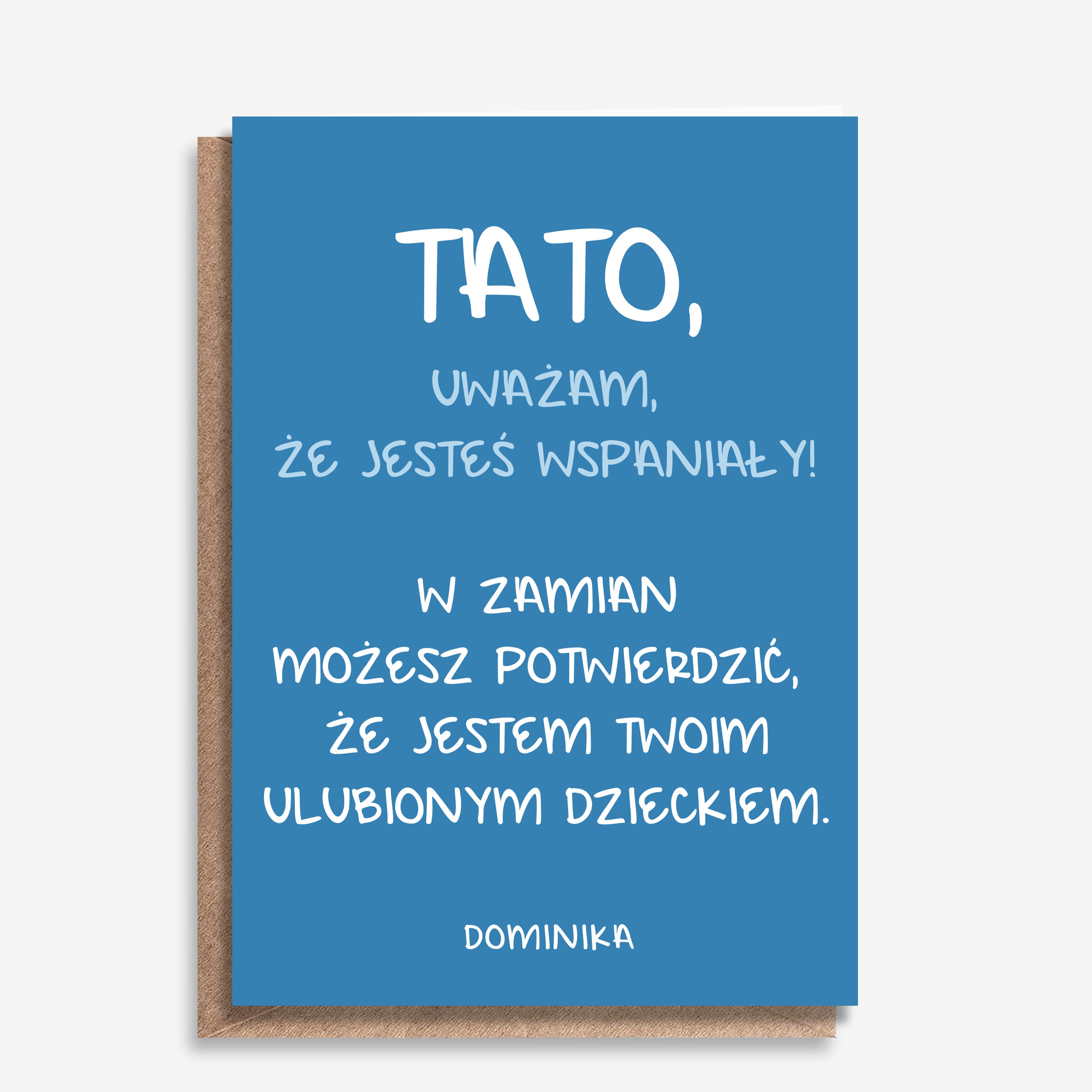 Kartka na Dzień Taty - jesteś wspaniały upominek dla Taty prezent dla Taty na Dzień Taty kartka personalizowana