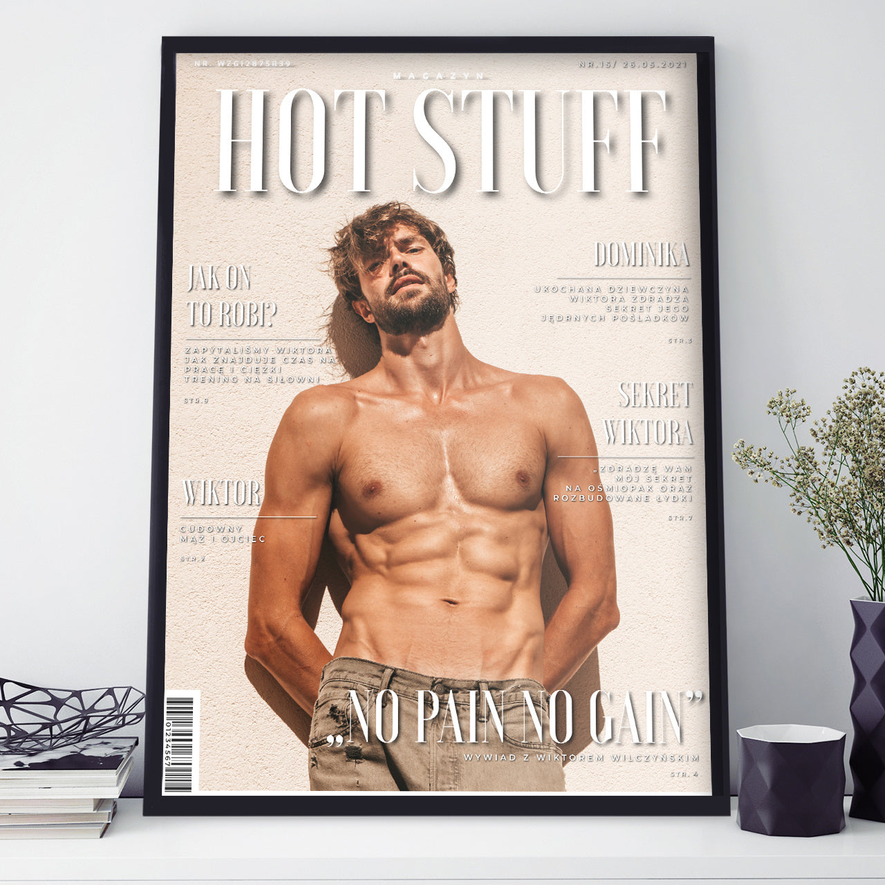 Plakat ze zdjęciem dla niego - hot stuff prezent dla niego personalizowany plakat prezent dla mężczyzny