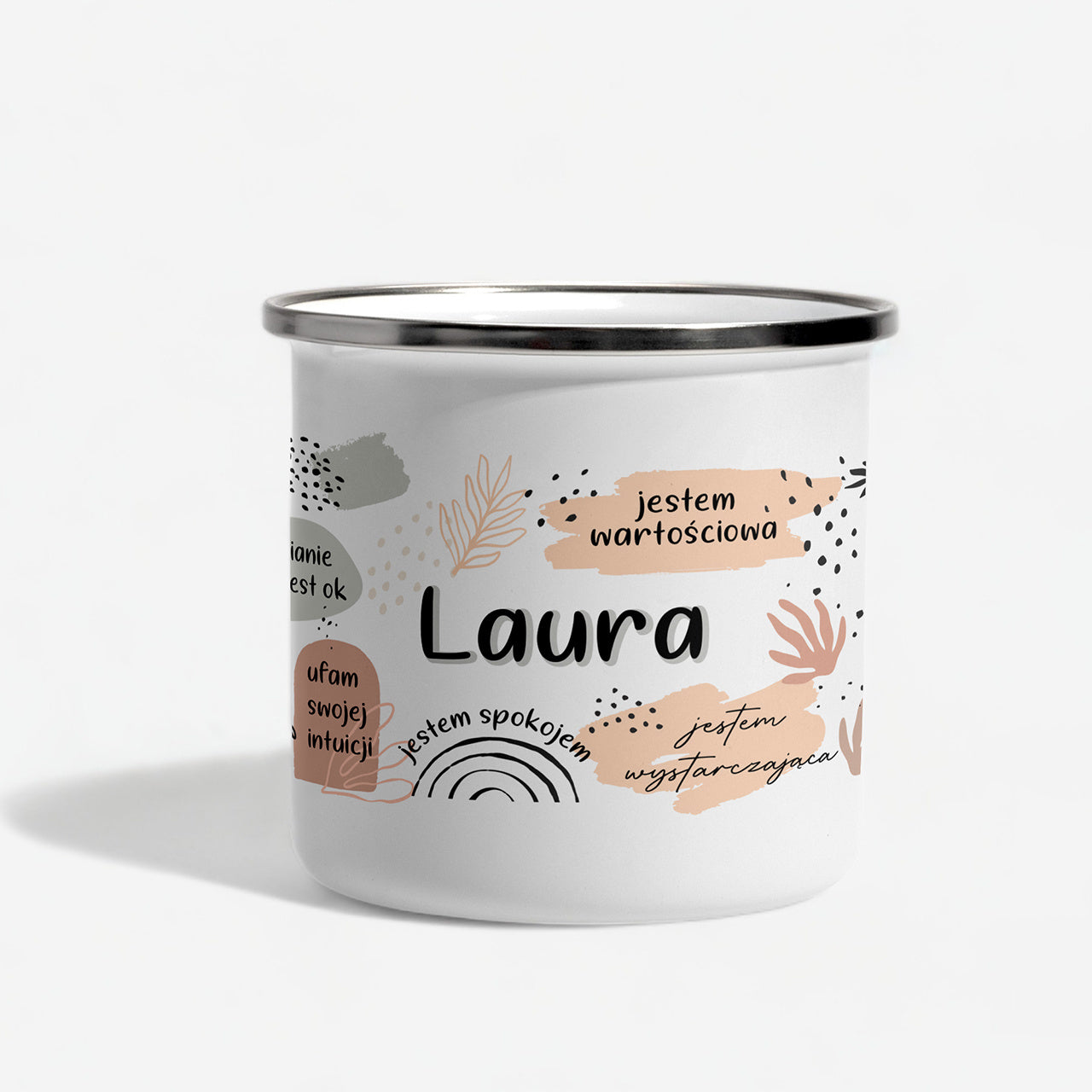 Kubek emaliowany Self Love prezent motywacyjny kubek z nadrukiem