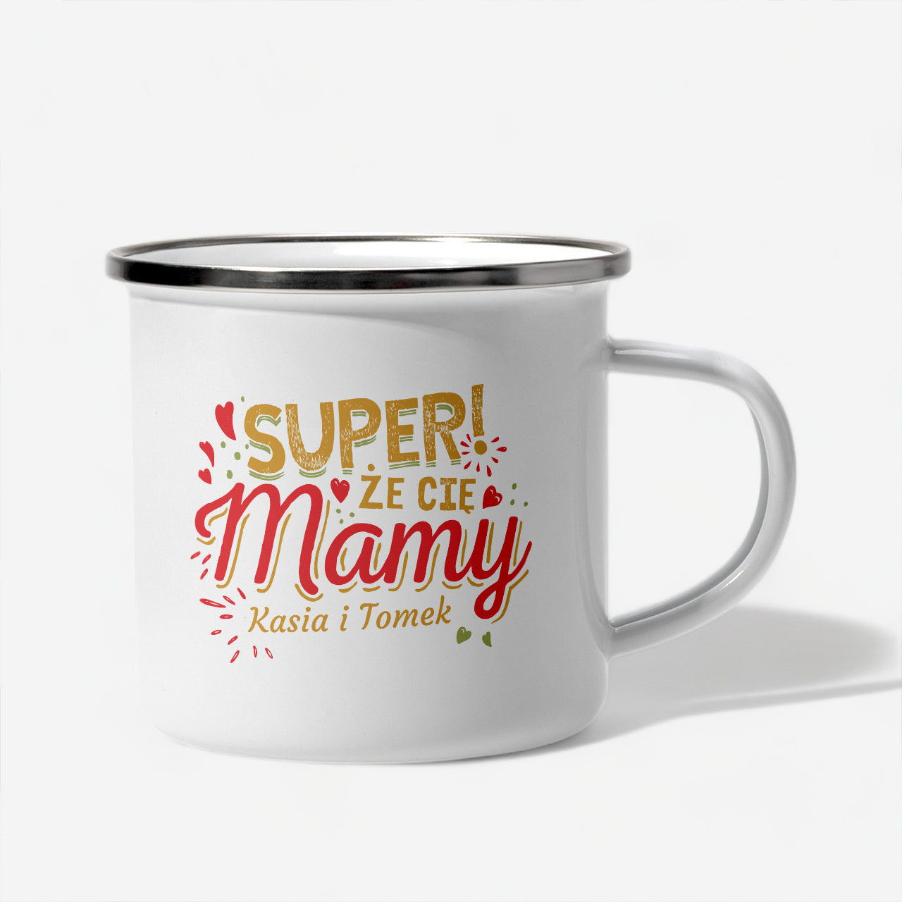 Kubek emaliowany z okazji Dnia Matki - prezent od dzieci dla mamy prezent na dzień mamy kubek na dzień mamy