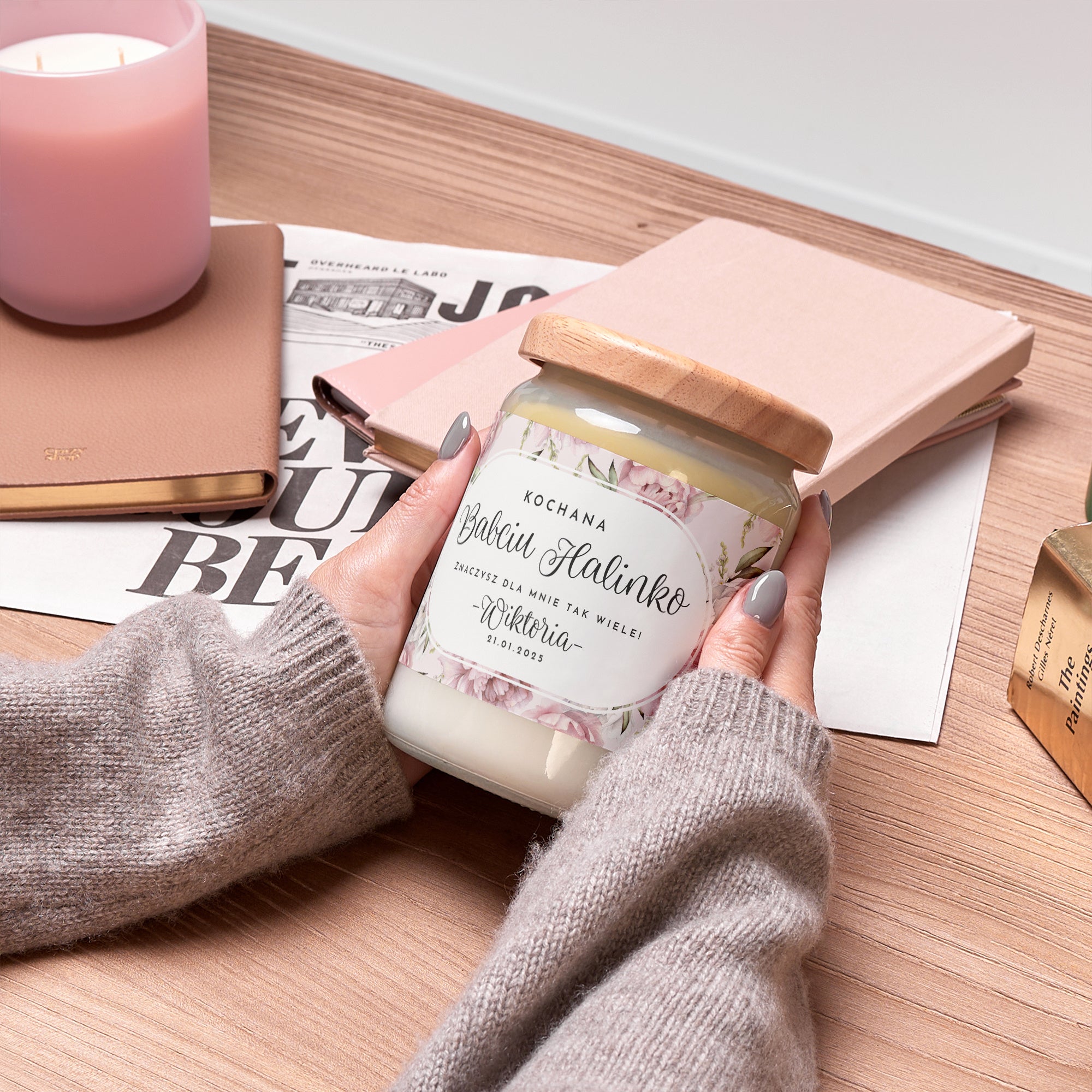 Świeca zapachowa dla babci - prezent z okazji Dnia Babci prezent dla babci personalizowana świeca