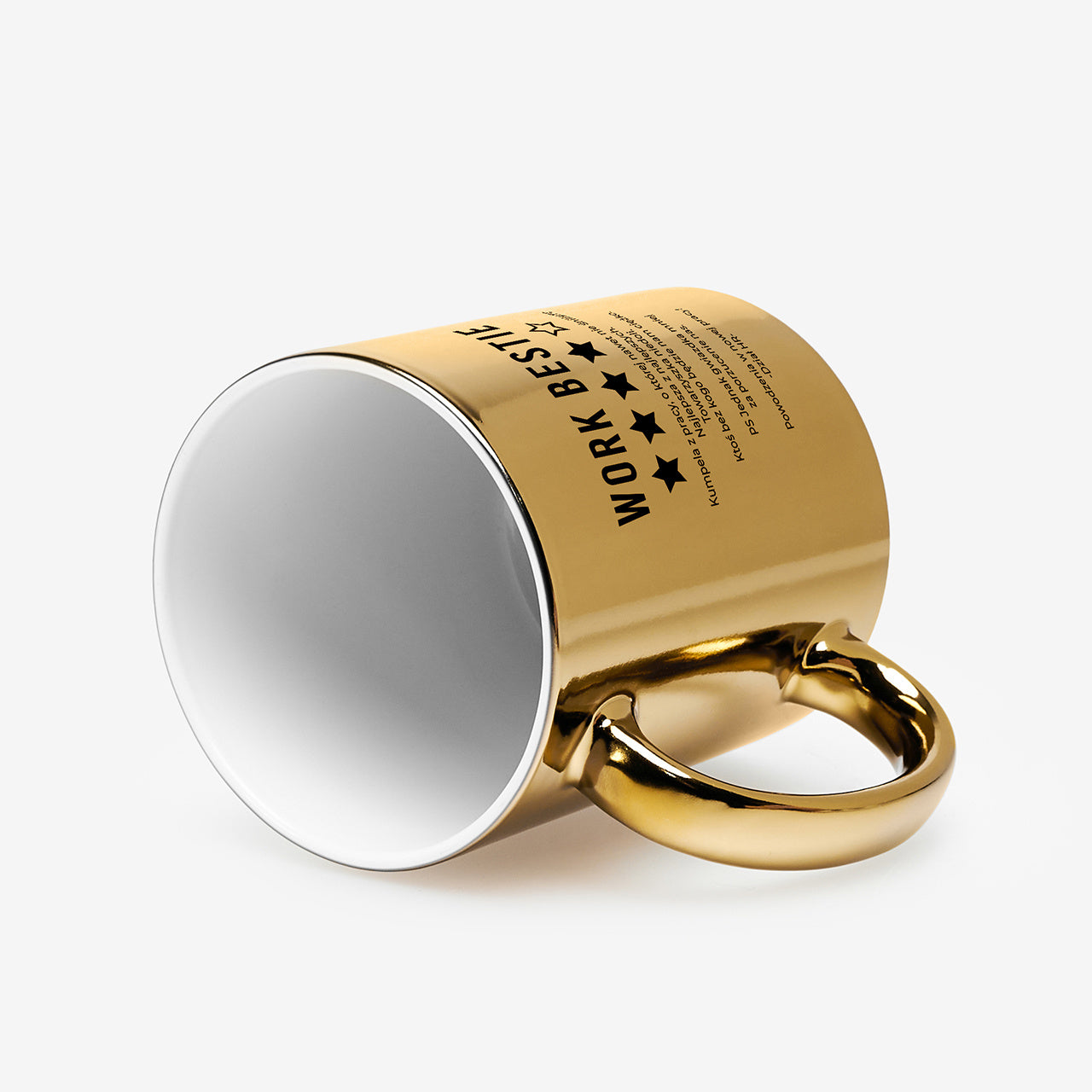 Personalizowany złoty kubek - Work Bestie - upominek na odejście z pracy upominek dla koleżanki z pracy