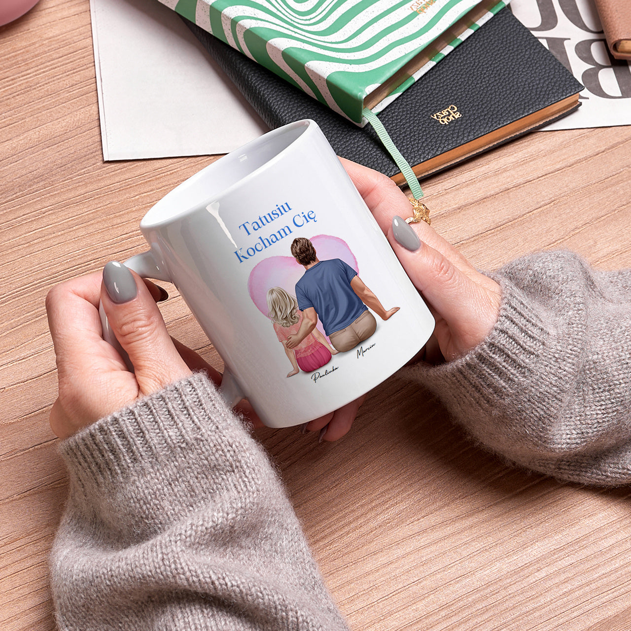 Kubek na prezent dla taty - Portret Taty i Córki prezent na Dzień Taty prezent dla taty od córki kubek dla taty