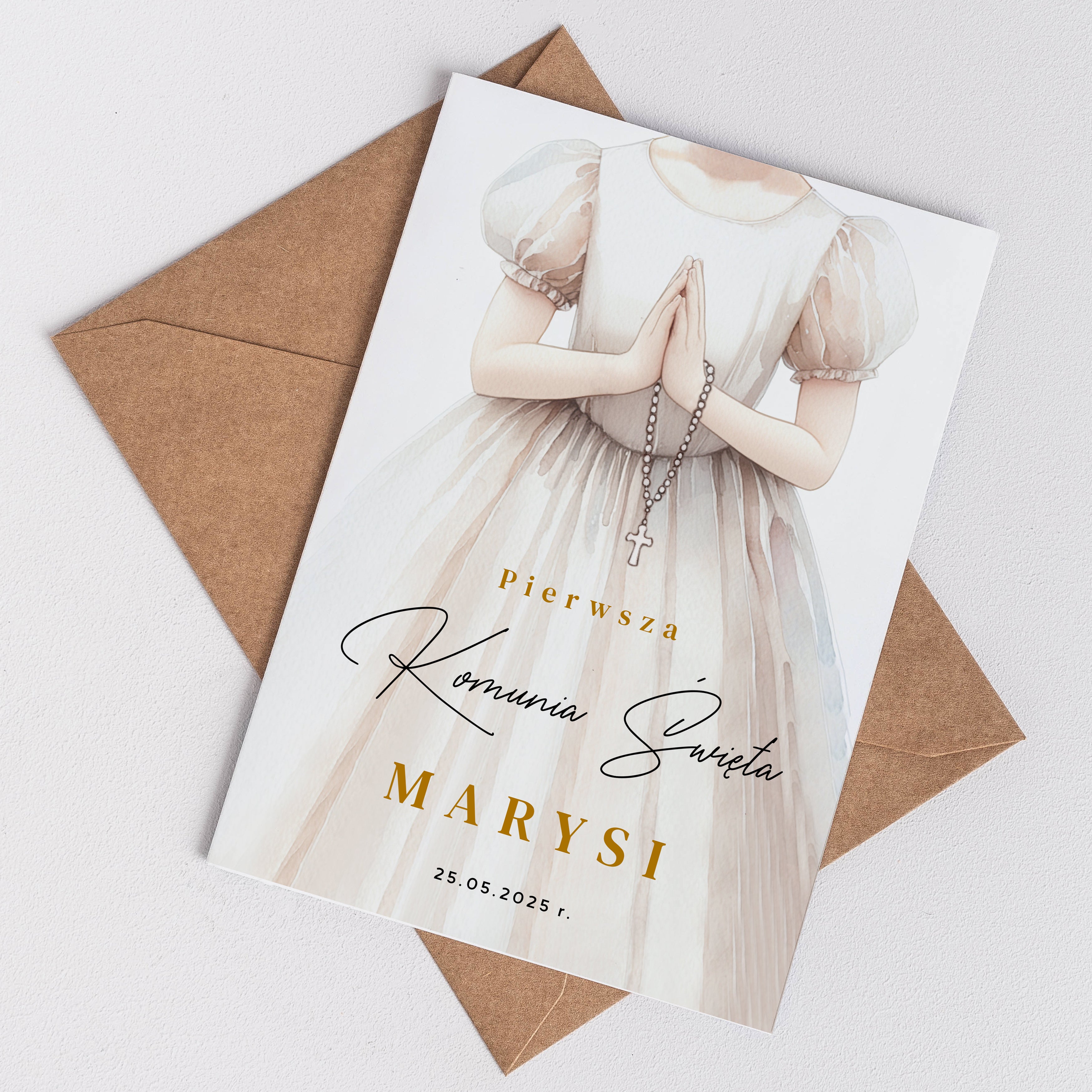 Kartka z personalizacją - upominek na komunię dla dziewczynki upominek komunijny prezent na Pierwszą Komunię