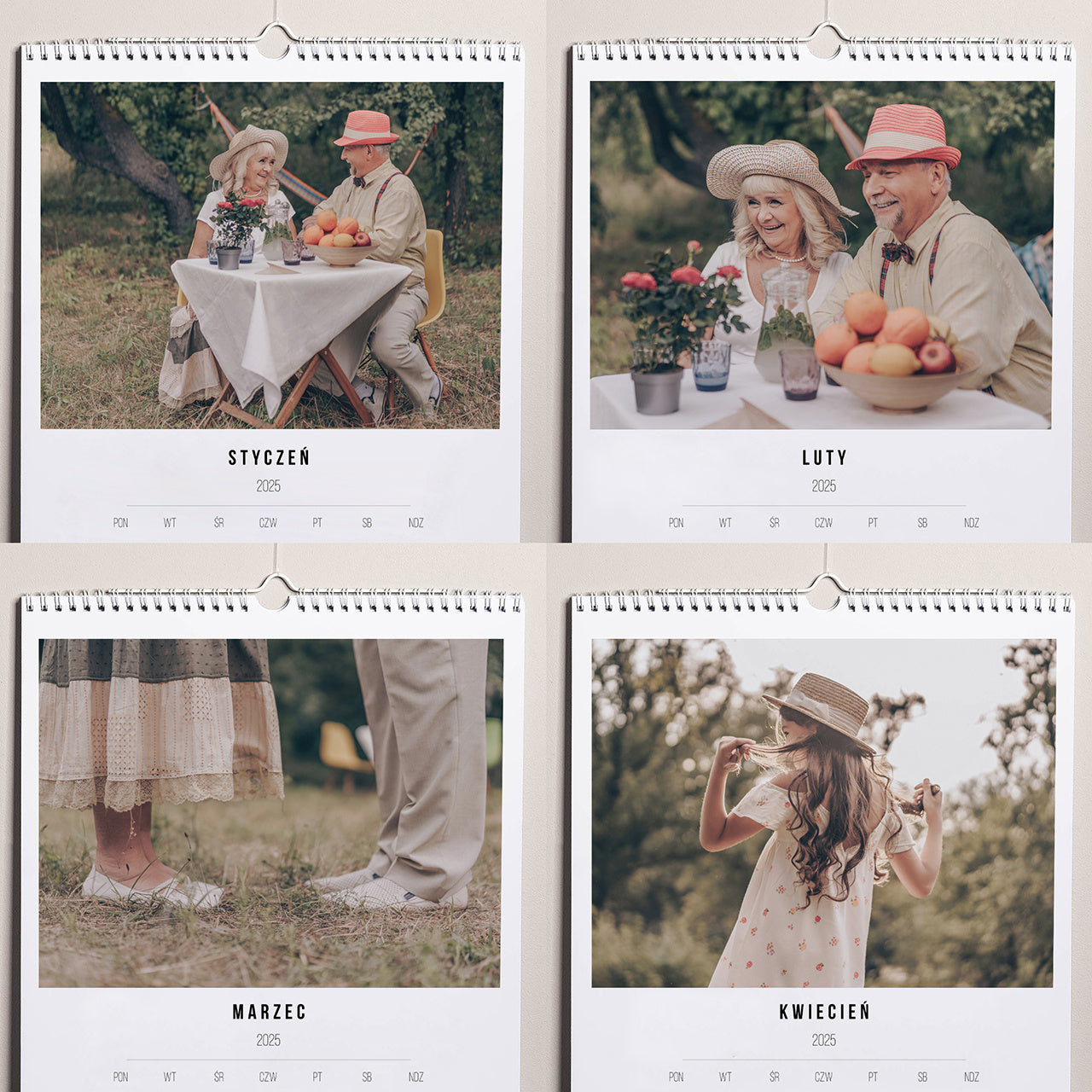 Wiszący kalendarz ze zdjęciami dla babci i dziadki