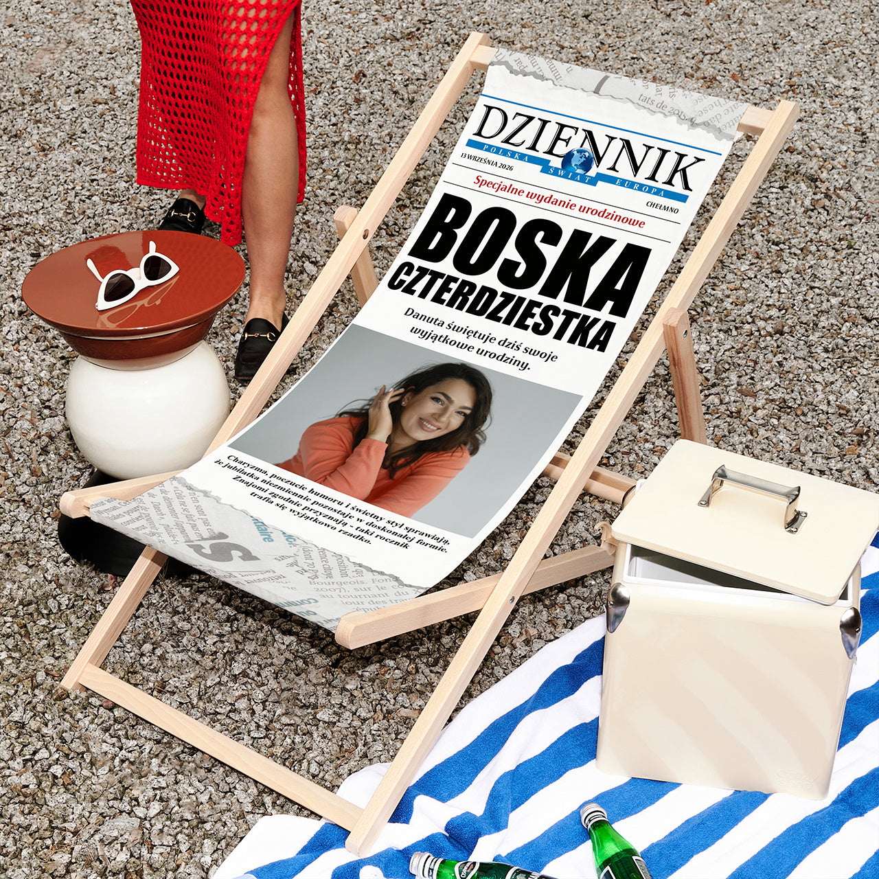 Leżak ze zdjęciem na urodziny - personalizowany prezent