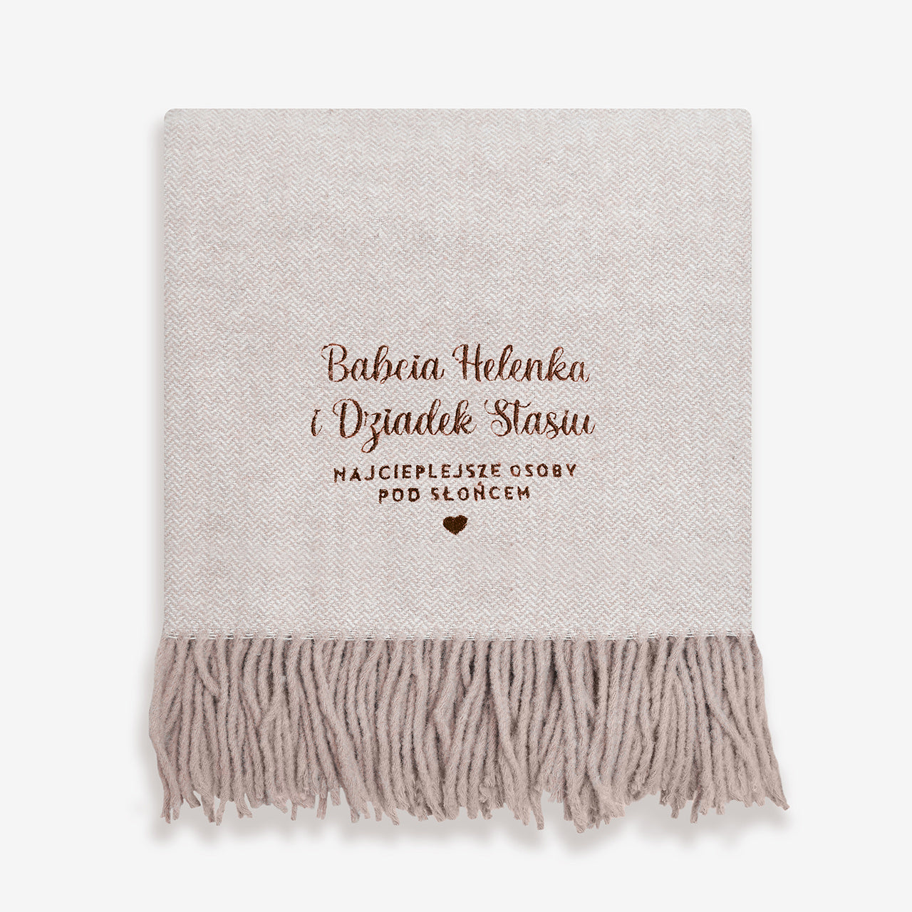 Beżowy koc z wełny - prezent na Dzień Babci i Dziadka
