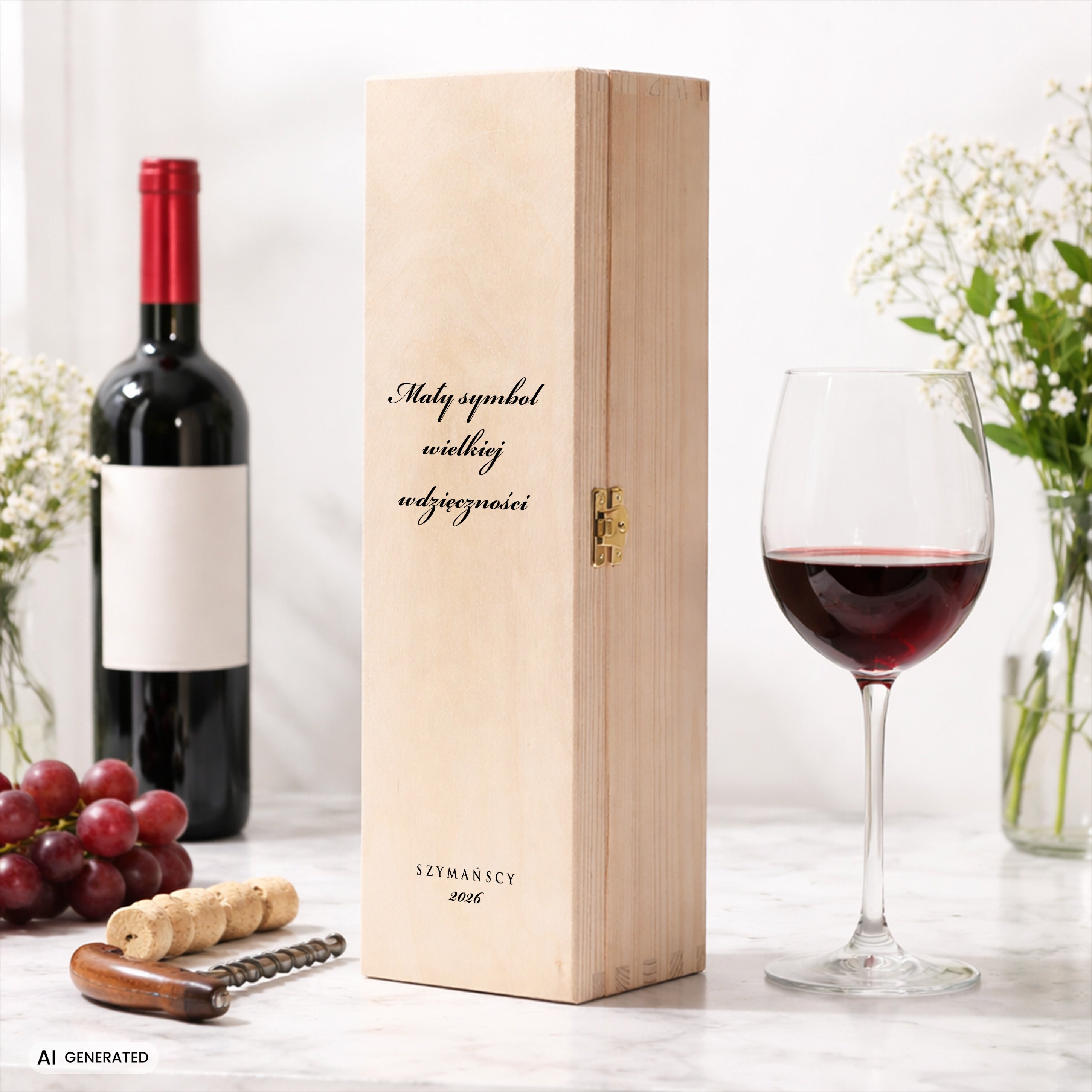 Personalizowana skrzynka na wino - prezent na podziękowanie