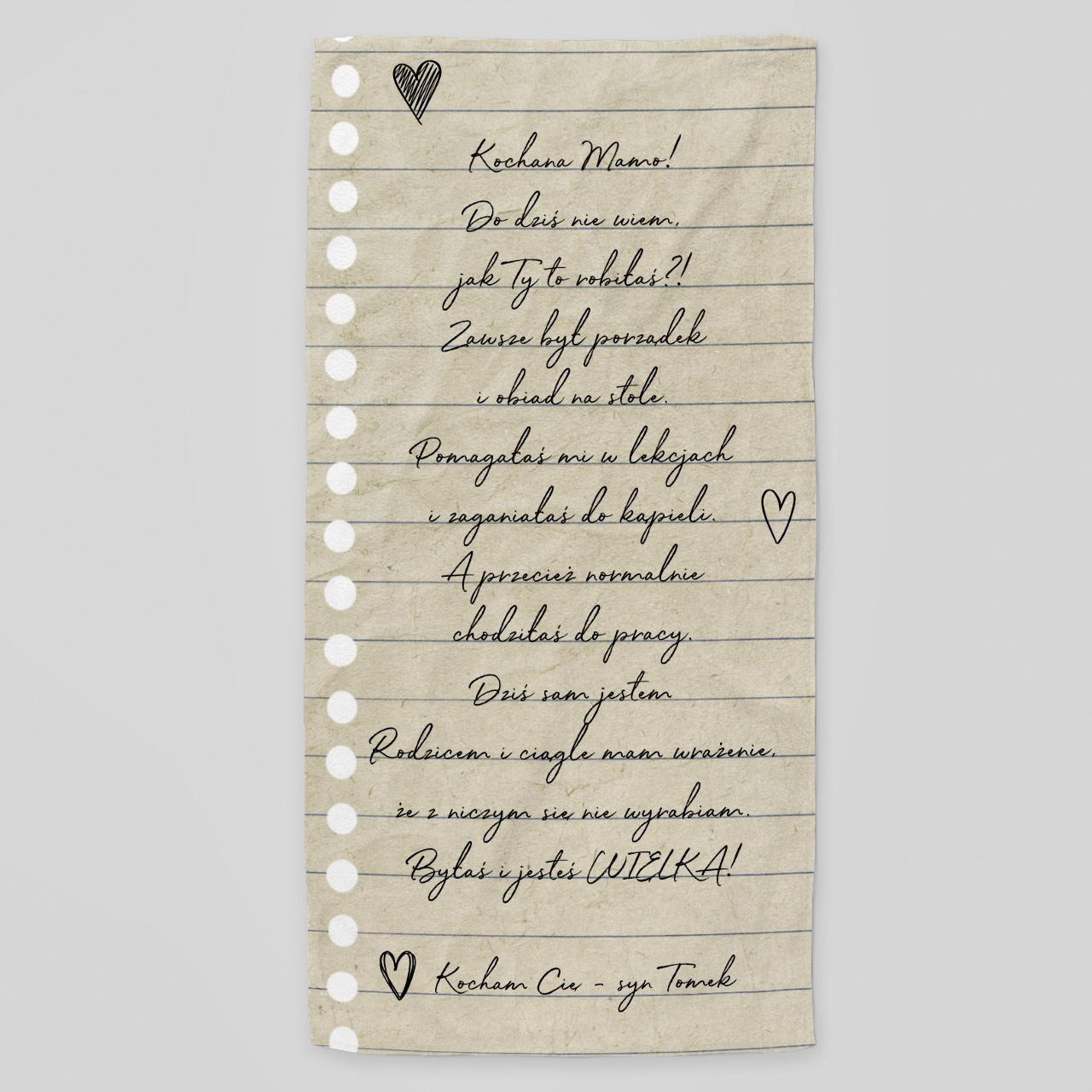 Personalizowany ręcznik dla mamy LIST prezent dla mamy prezent na dzień mamy 