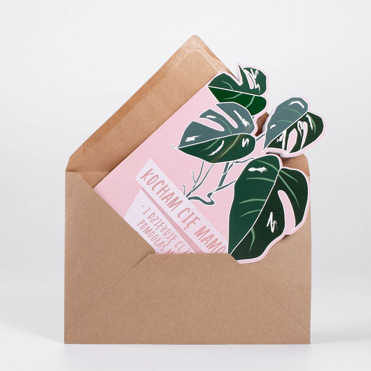 Oryginalna kartka dla mamy na Dzień Mamy - monstera