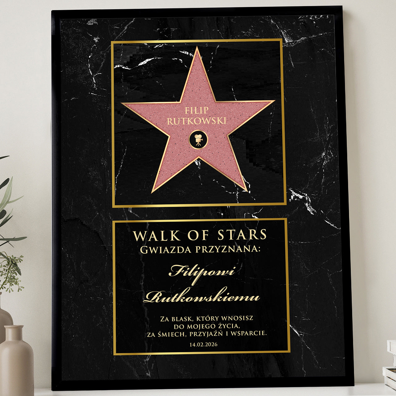 Plakat Ścieżka Sławy - prezent dla przyjaciela personalizowany plakat prezent dla najlepszego przyjaciela