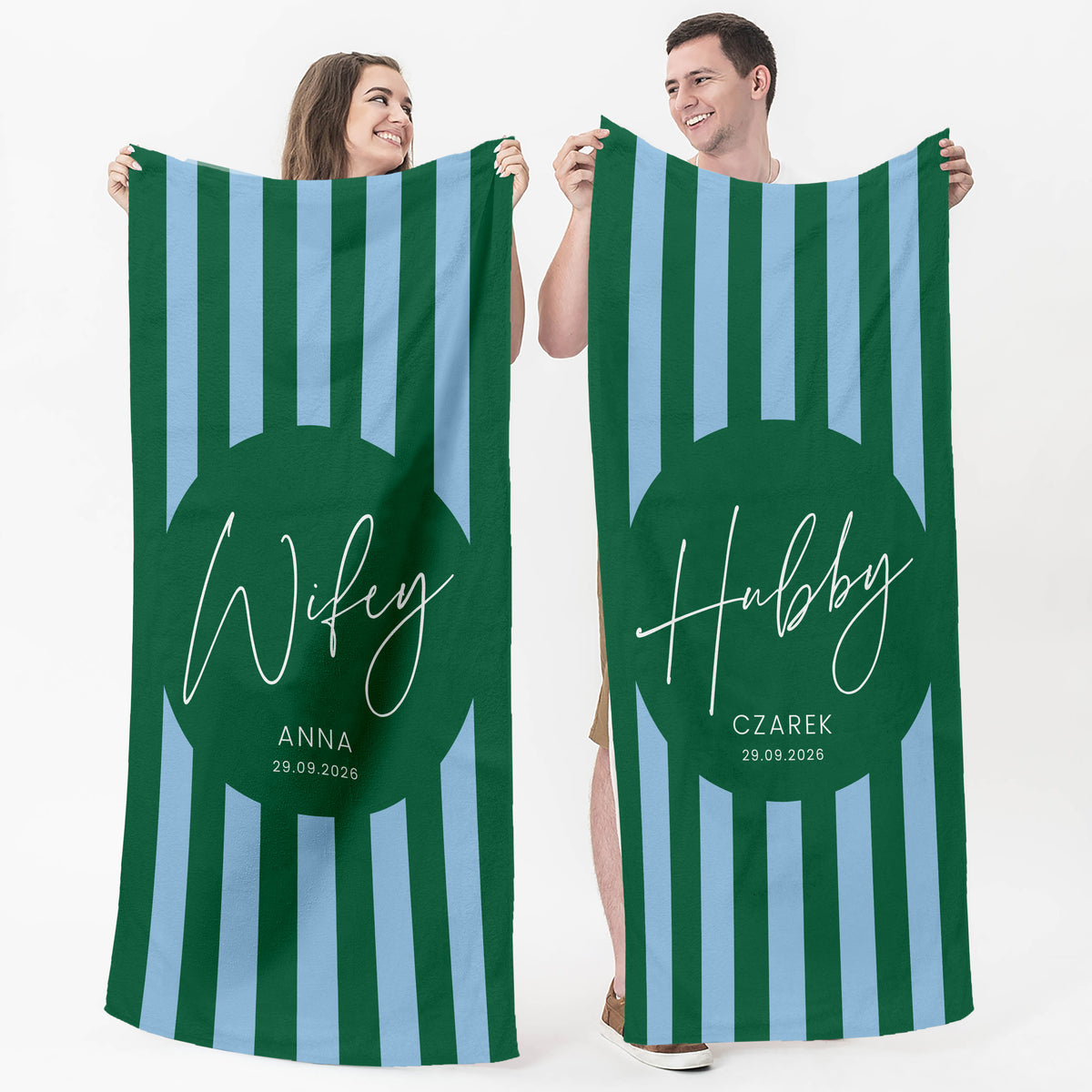 Komplet ręczników dla nowożeńców - Wifey & Hubby