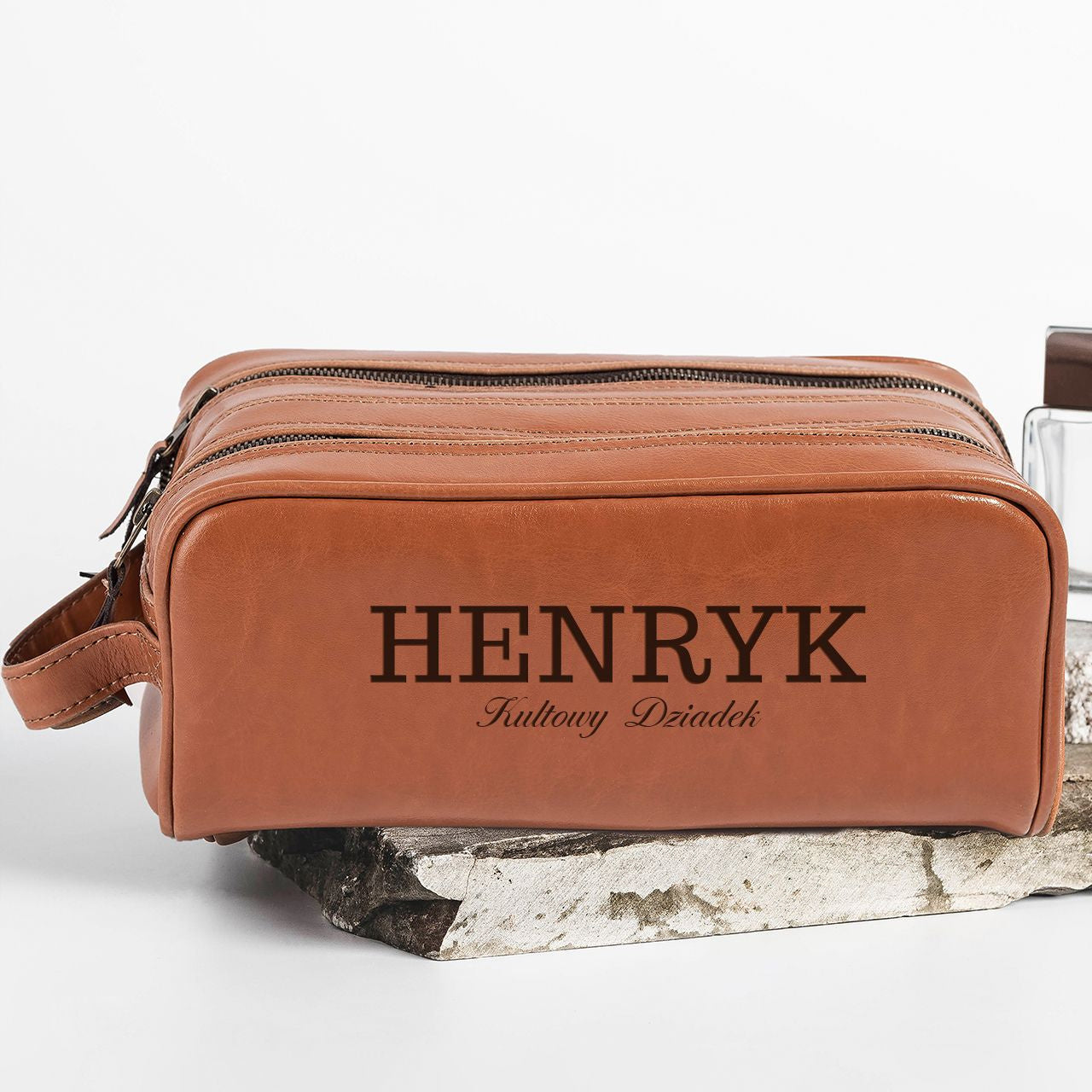 Kosmetyczka męska skórzana - Kultowy Dziadek - prezent na Dzień Dziadka prezent dla dziadka