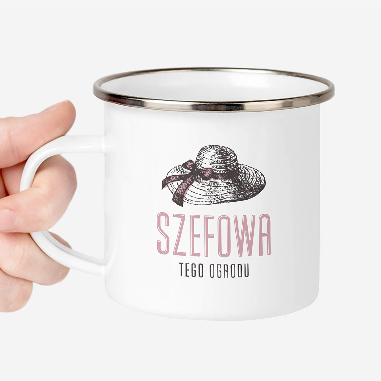 Kubek emaliowany dla ogrodniczki kubek z nadrukiem kubek personalizowany prezent dla kobiety