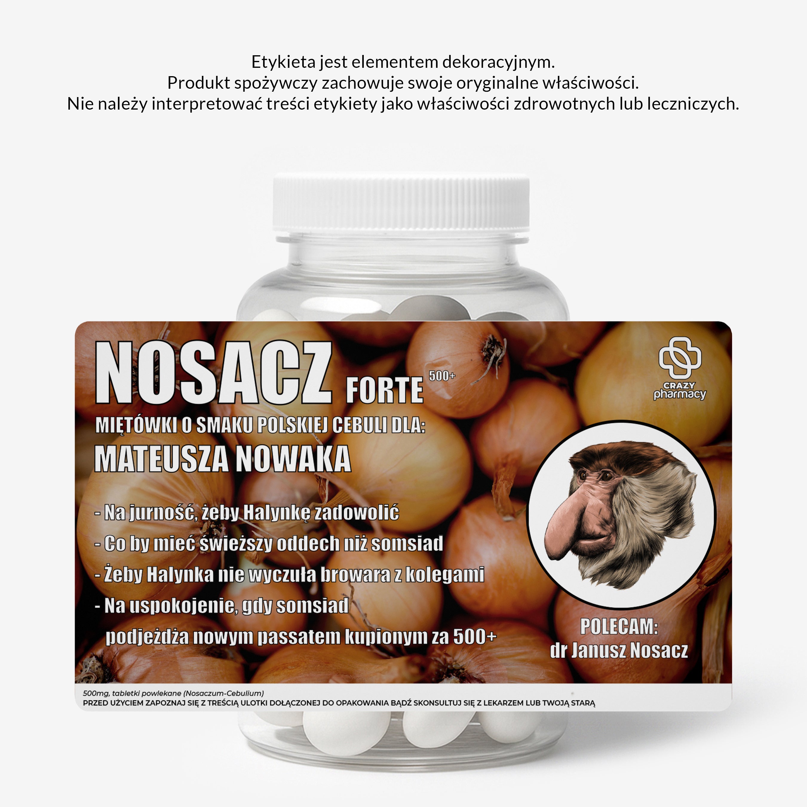 Miętówki + etykieta dekoracyjna do samodzielnego naklejenia - Janusz Nosacz upominek na dzień chłopaka