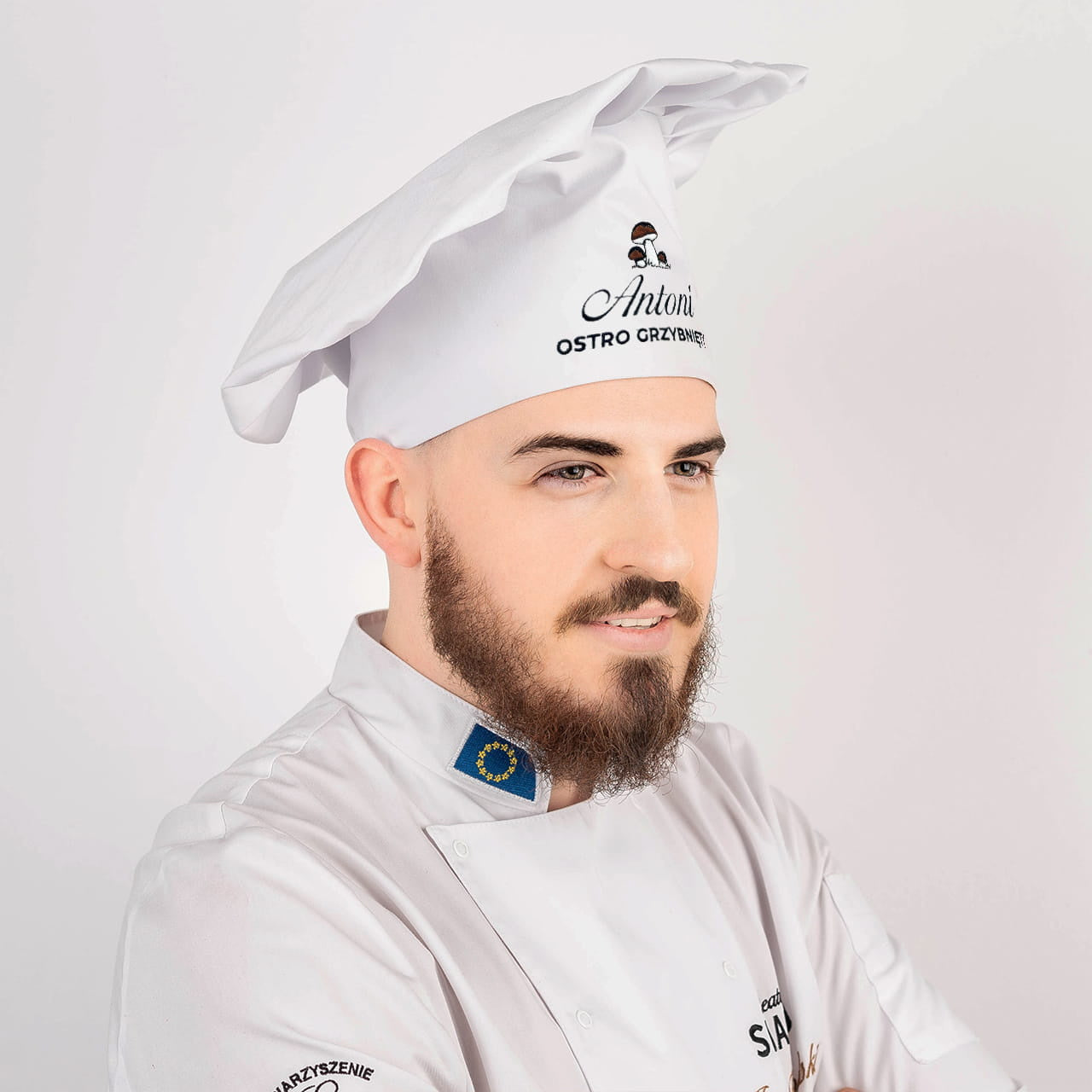 Imienna czapka kucharska dla grzybiarza prezent dla kucharza prezent dla grzybiarza czapka personalizowana