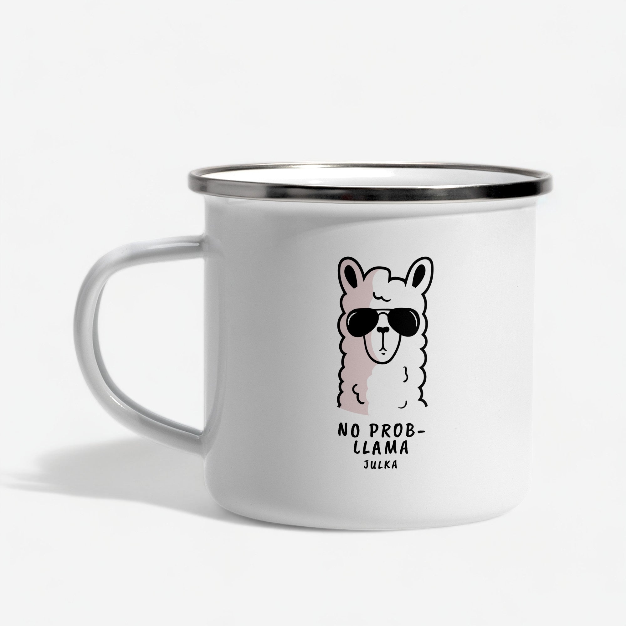 Śmieszny kubek emaliowany - lama
